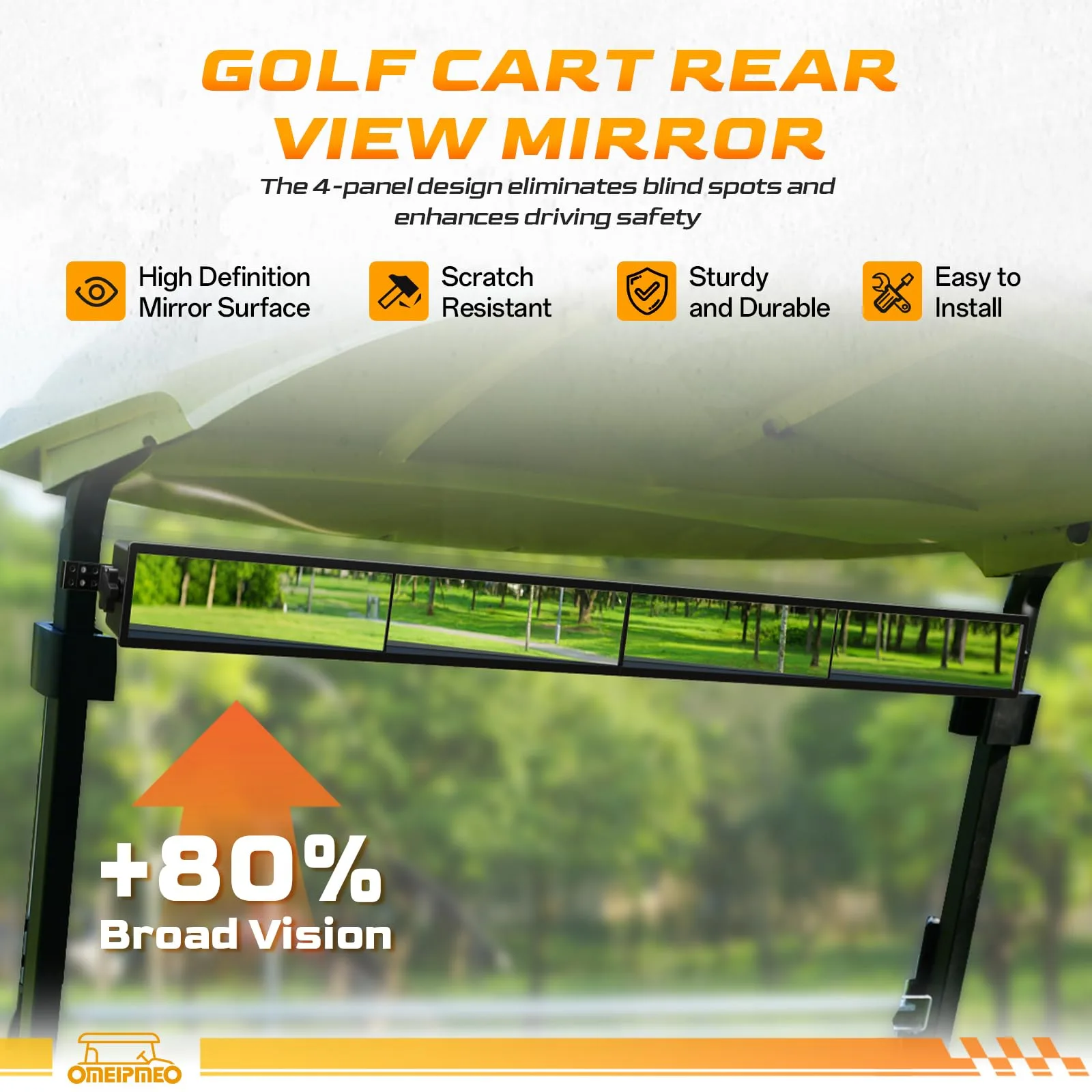 OMEIPMEO 4-Panel Golf Cart Rear View Mirror image 2