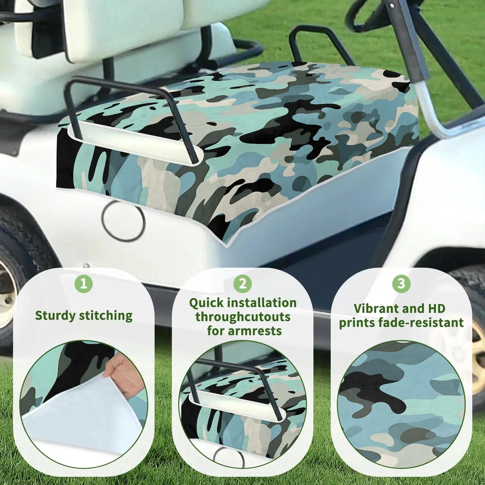 Tiveruda Golf Cart Seat Cover for Double Seats image 3