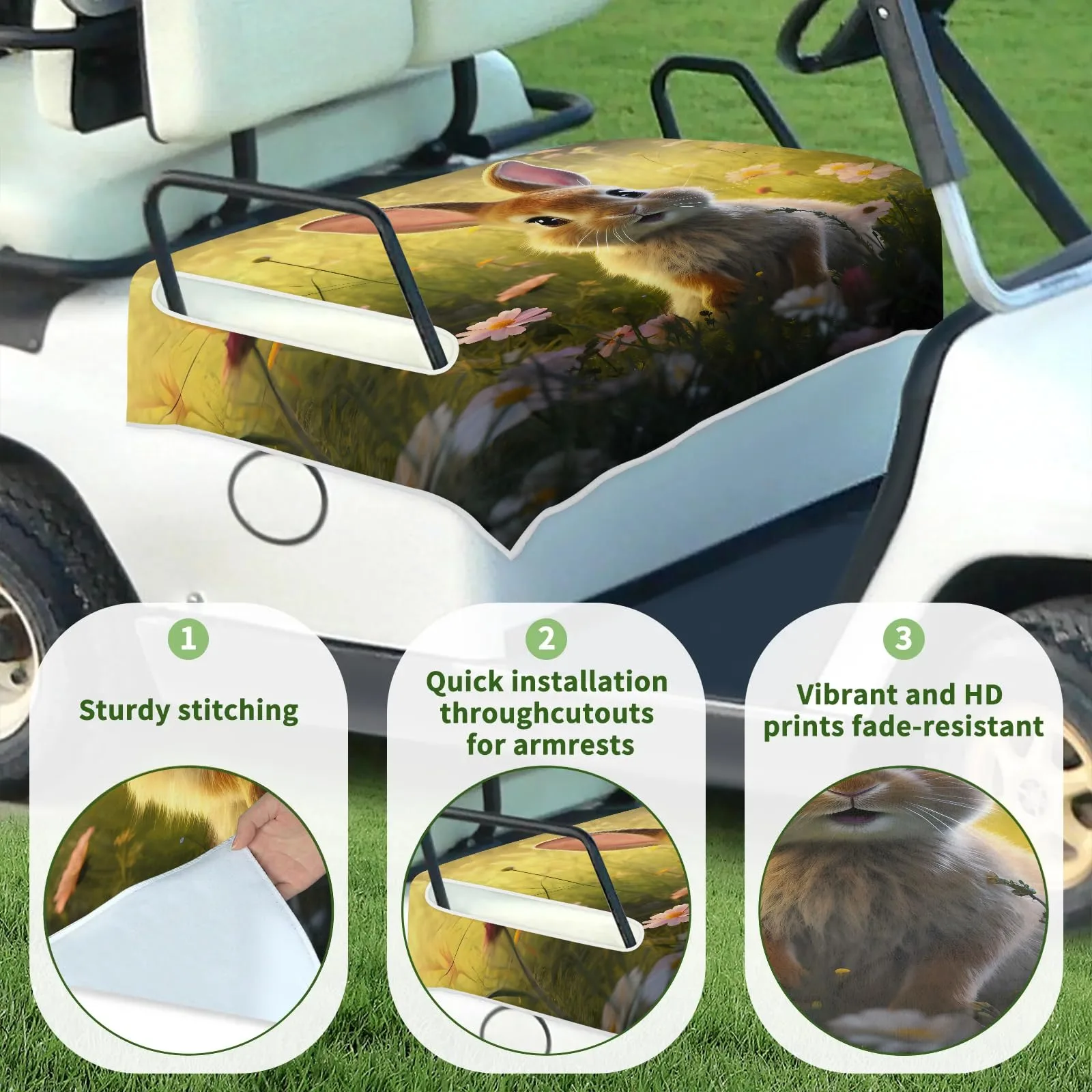 Tiveruda Golf Cart Seat Cover for Double Seats, 51 x 31 in image 3