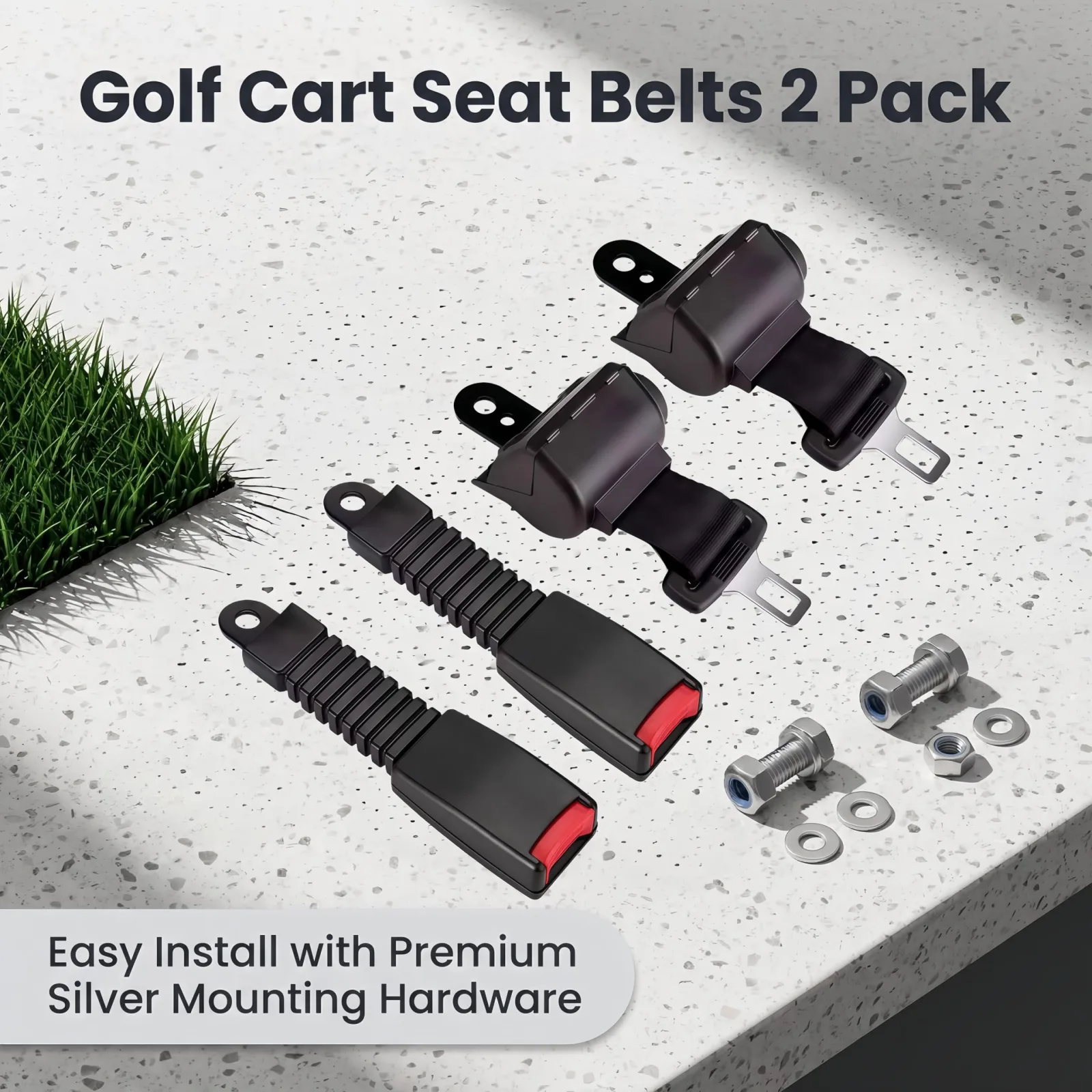 GENOUR 42-Inch Retractable Golf Cart Seat Belts, 2-Pack image 2