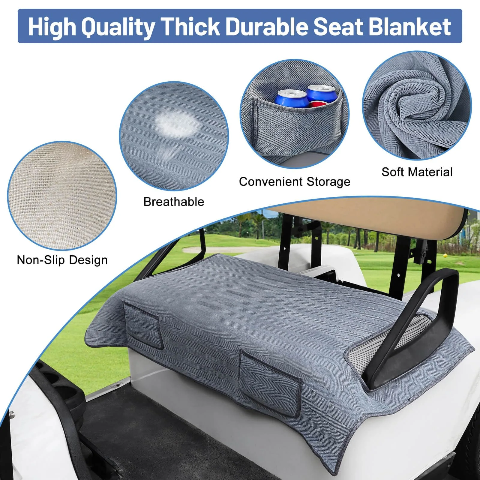 MOSNAI Golf Cart Seat Blanket Cover for Club Car and E-Z-GO image 4
