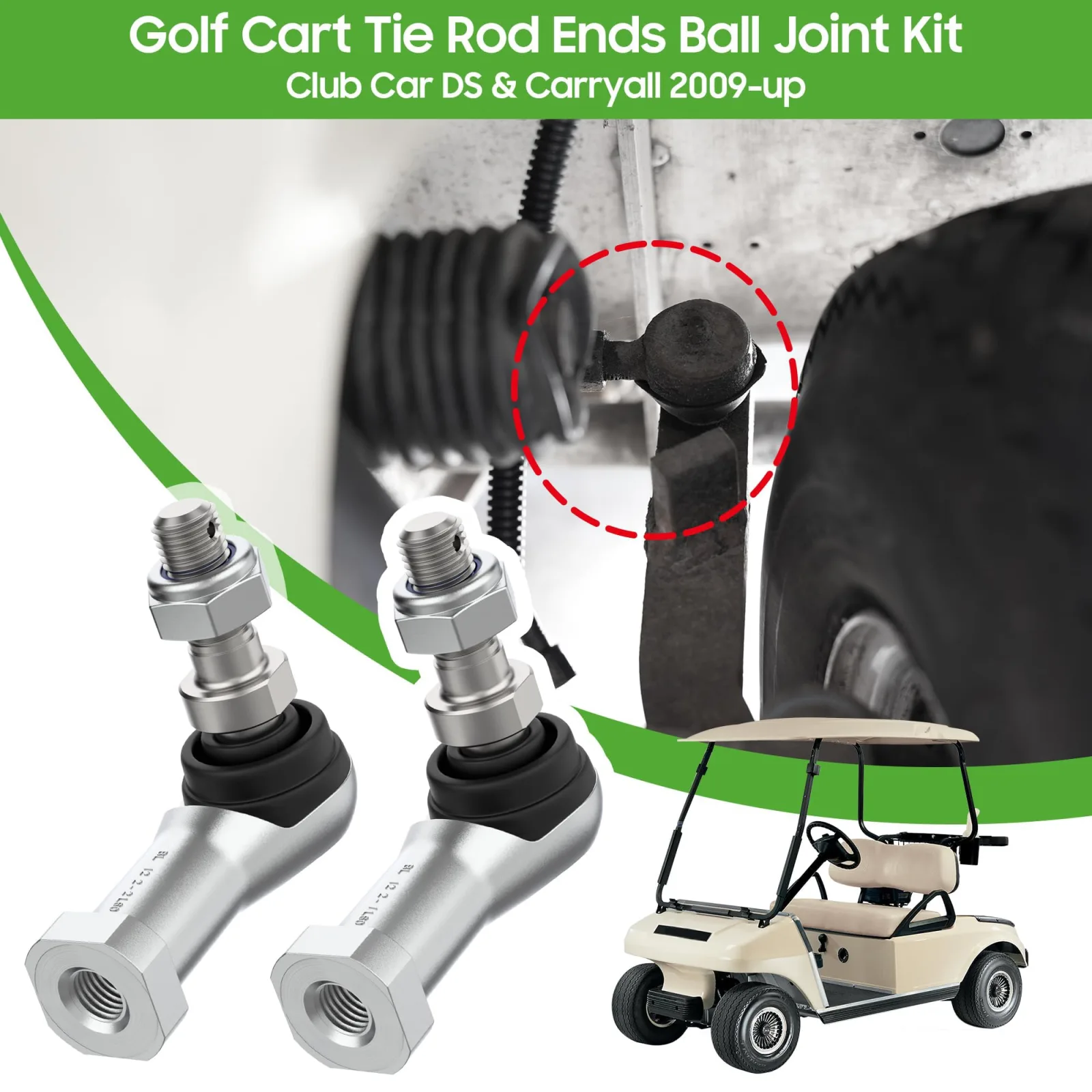 10L0L Tie Rod End Kit for Club Car DS & Carryall 2009+ image 3