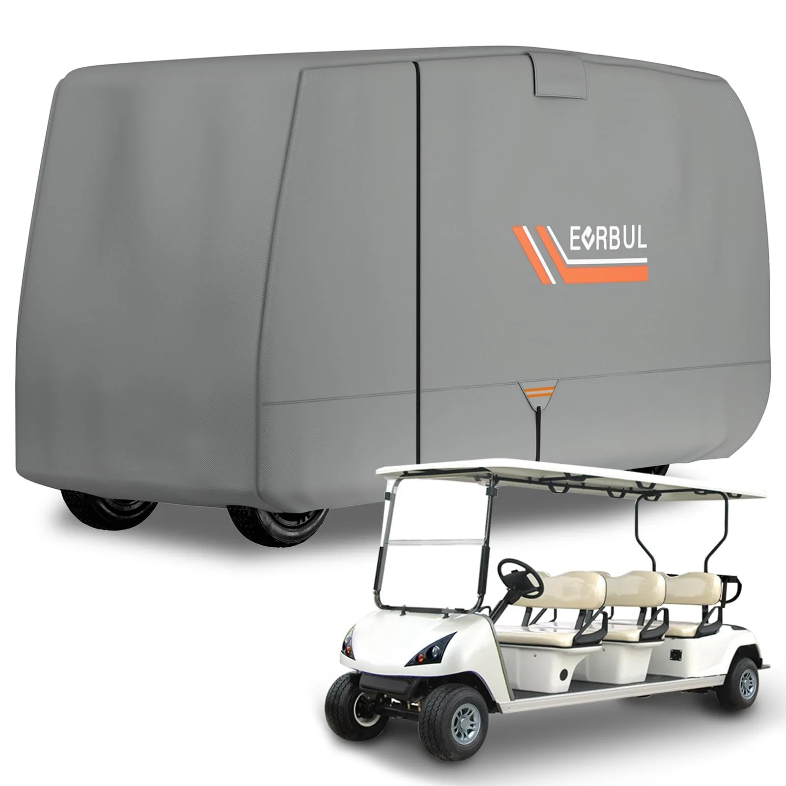 EVRBUL Heavy Duty 420D Golf Cart Cover 153" x 55" x 74.8" (Gray)