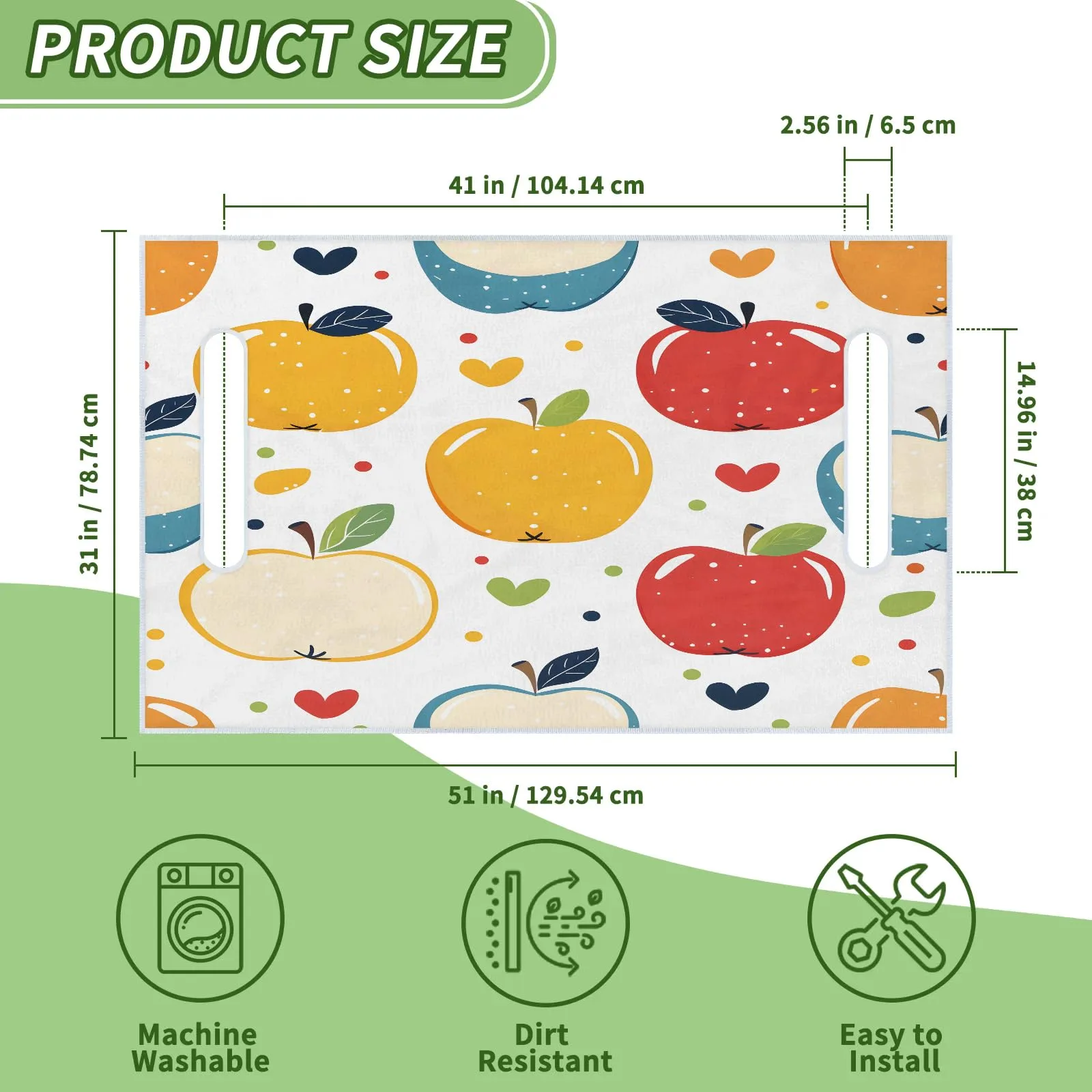 Tiveruda Kawaii Apple Golf Cart Seat Cover, 51 x 31 in image 2