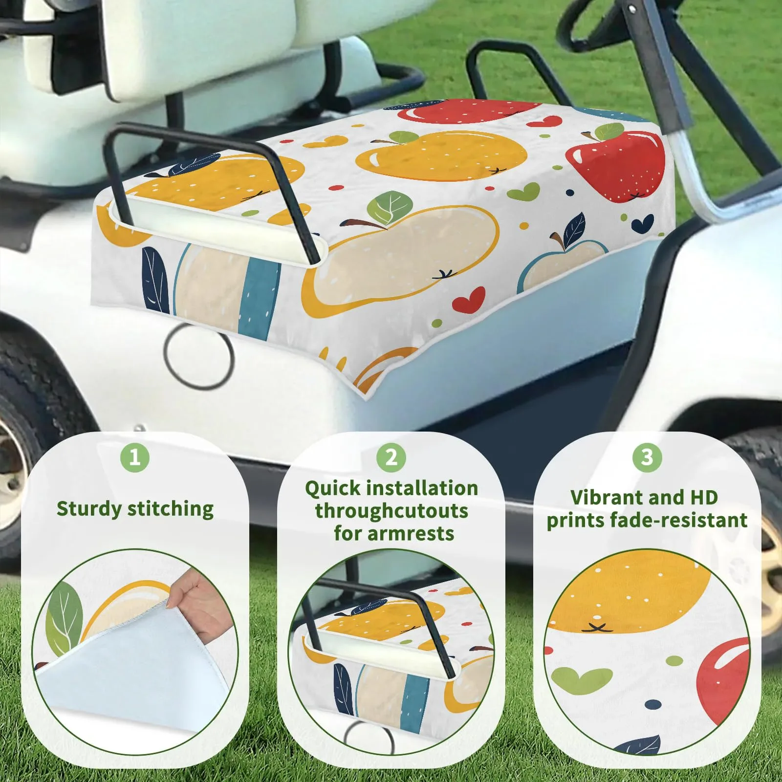 Tiveruda Kawaii Apple Golf Cart Seat Cover, 51 x 31 in image 3
