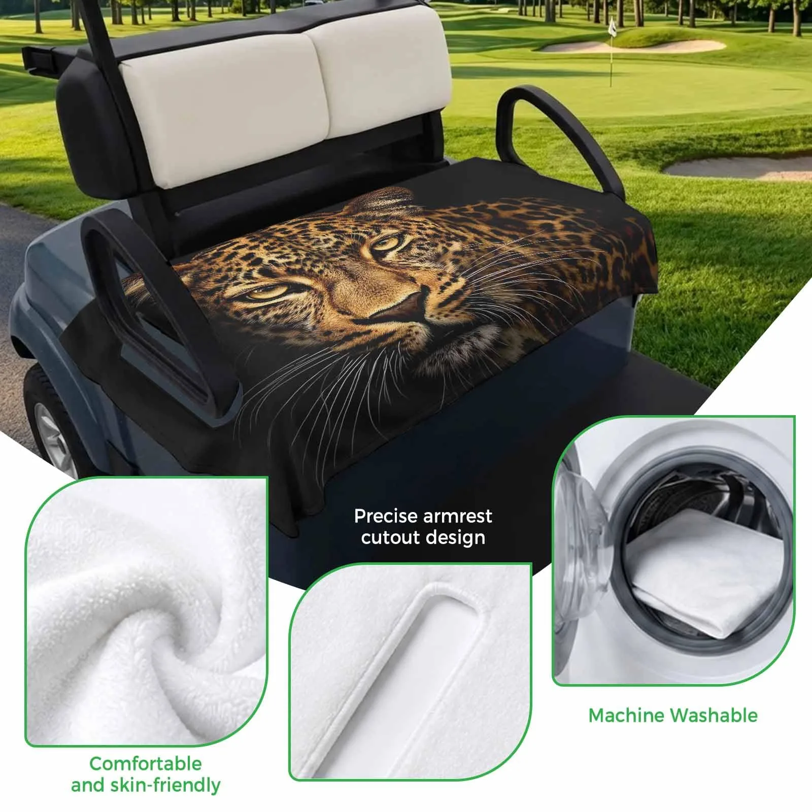 Trosturdspn Leopard Golf Cart Seat Cover, 51 x 31 in image 3