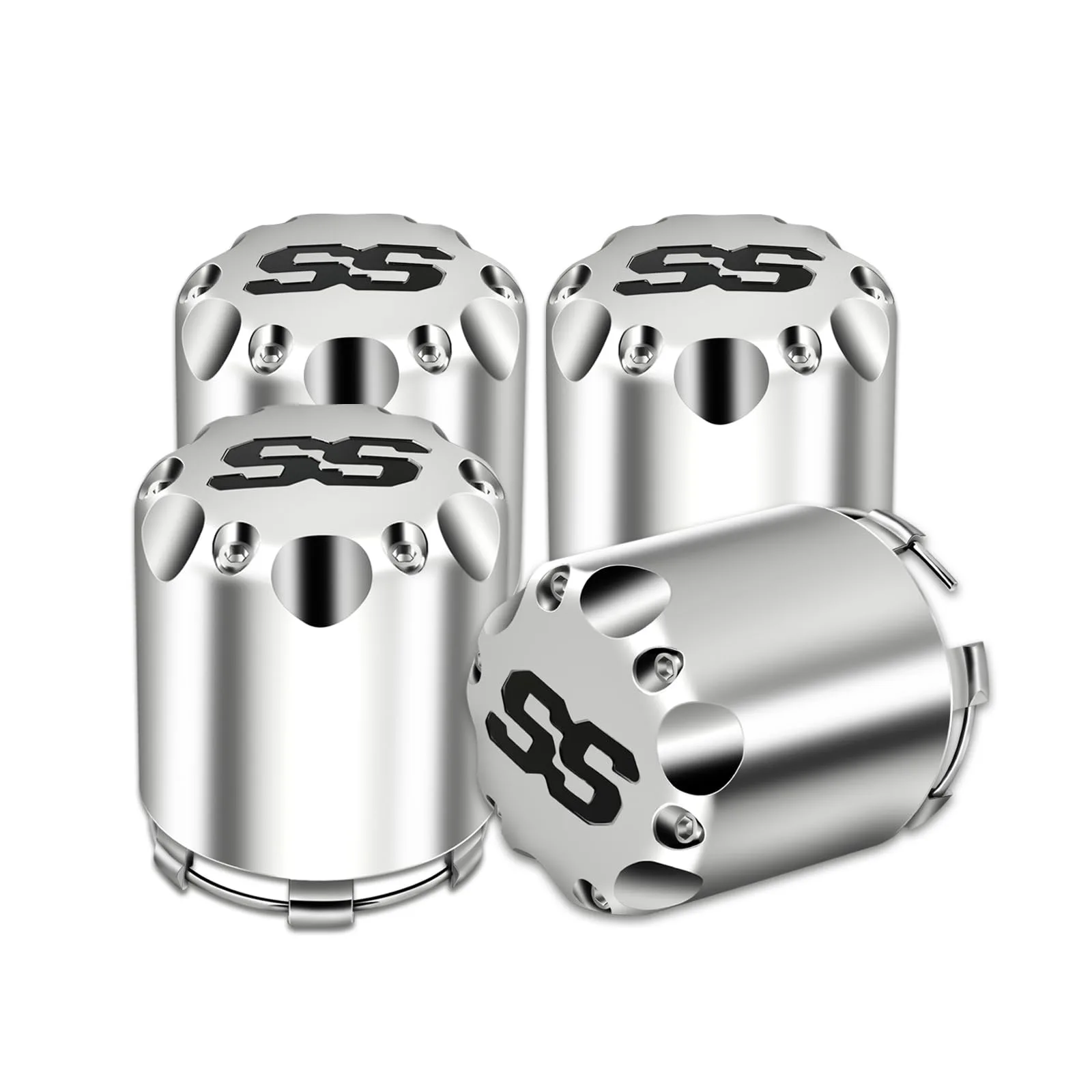 Panglong Golf Cart Wheel Center Hubcaps, Silver, 4-Piece