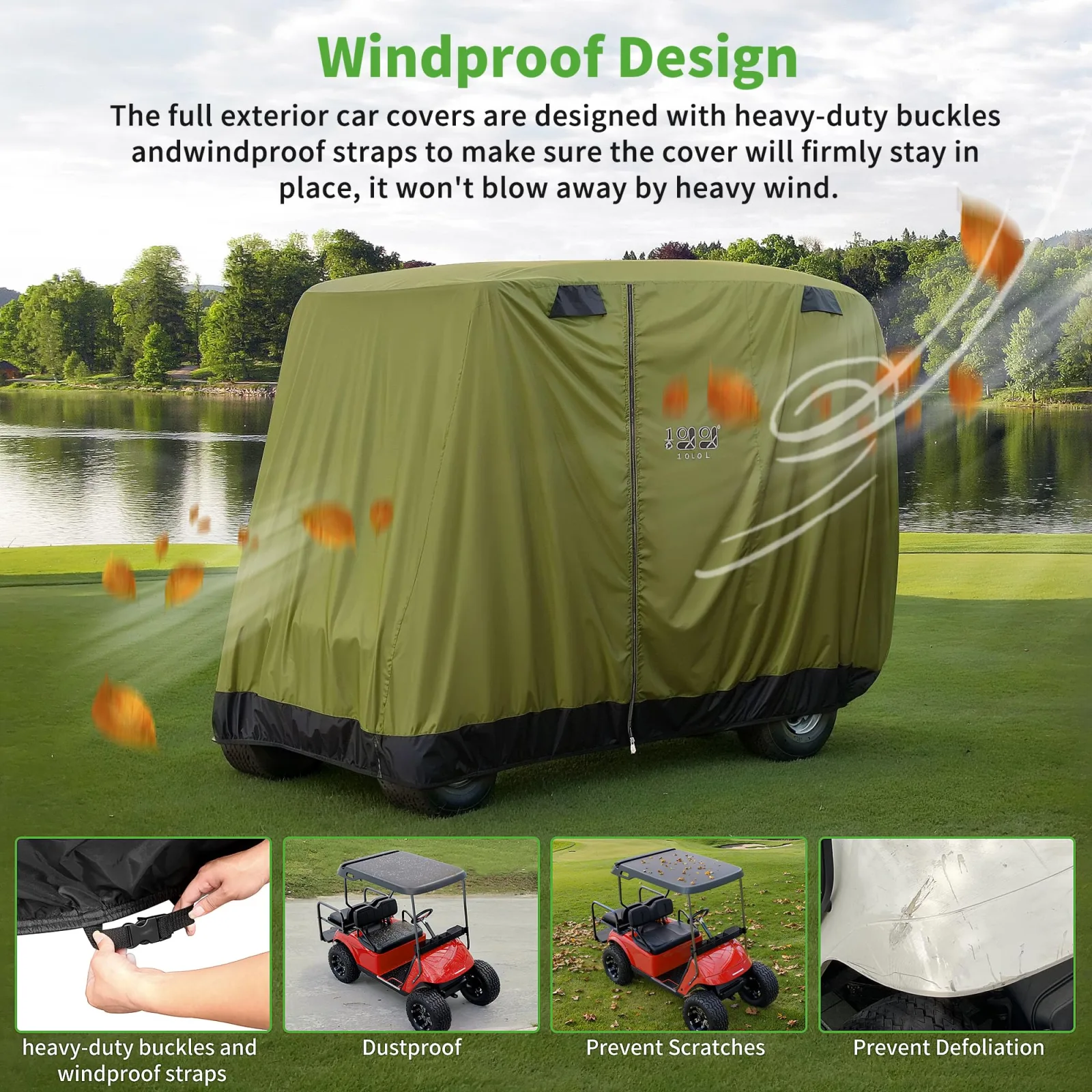 10L0L Universal Golf Cart Cover for EZGO, Club Car & Yamaha image 3