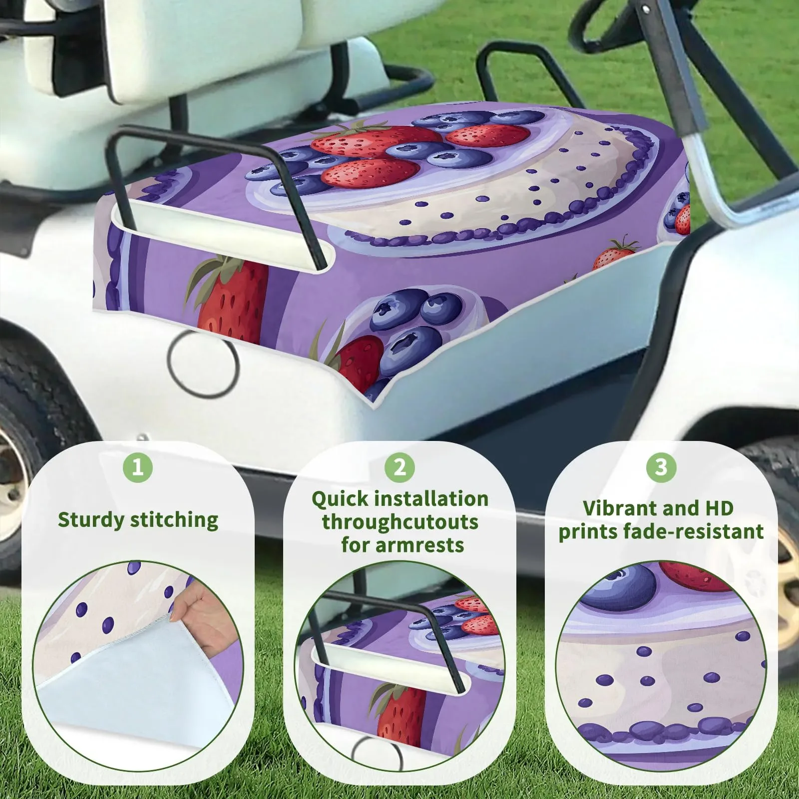 Tiveruda Purple Golf Cart Seat Cover, 51 x 31 in image 3