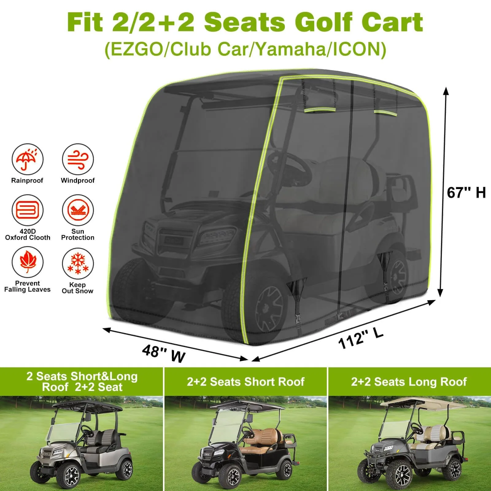 LEAPGOMAX Waterproof Golf Cart Cover for 2-4 Passengers image 2