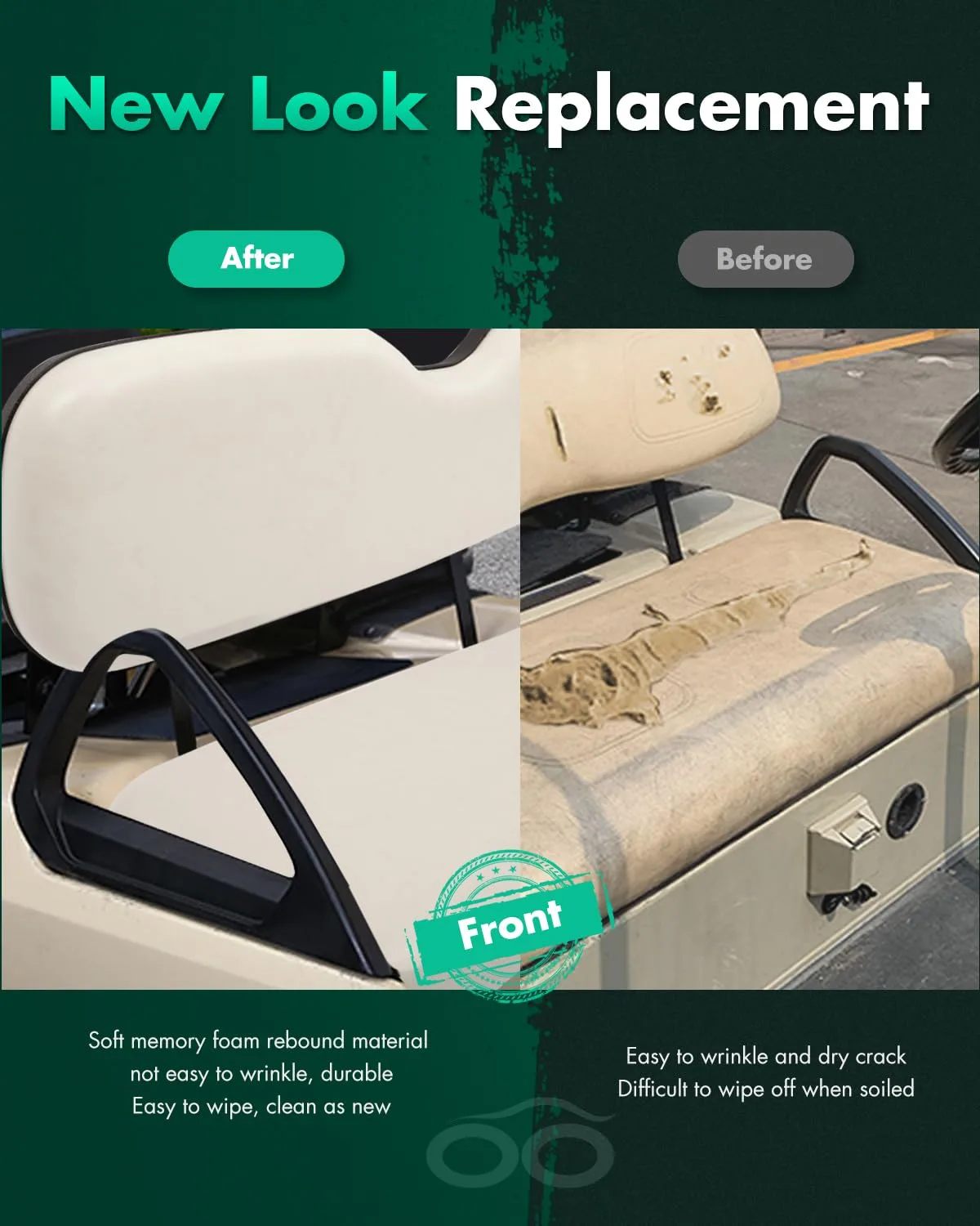 SCITOO Rear Flip Seat Cushions for E-Z-GO, Club Car & Yamaha image 4