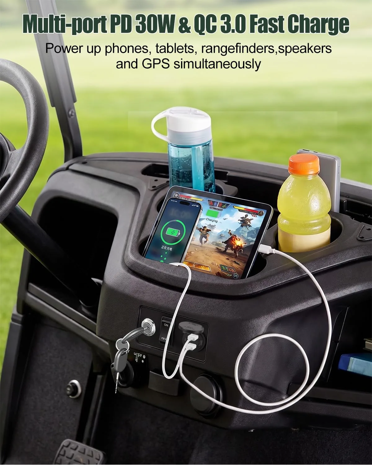 GMURA Key Switch Plate with USB-C, Voltmeter for E-Z-GO TXT/Medalist/PDS image 3