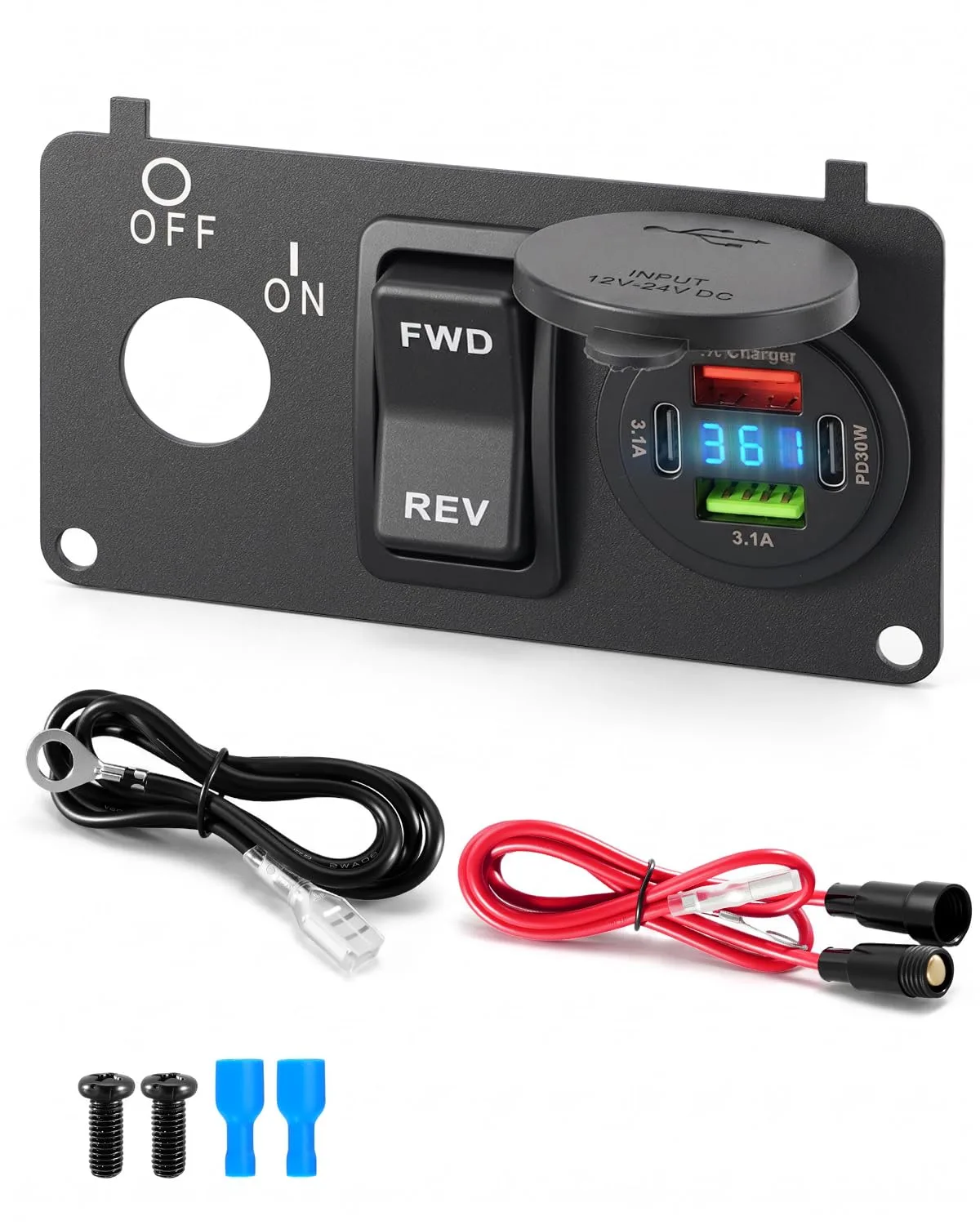 GMURA Key Switch Plate with USB-C, Voltmeter for E-Z-GO TXT/Medalist/PDS