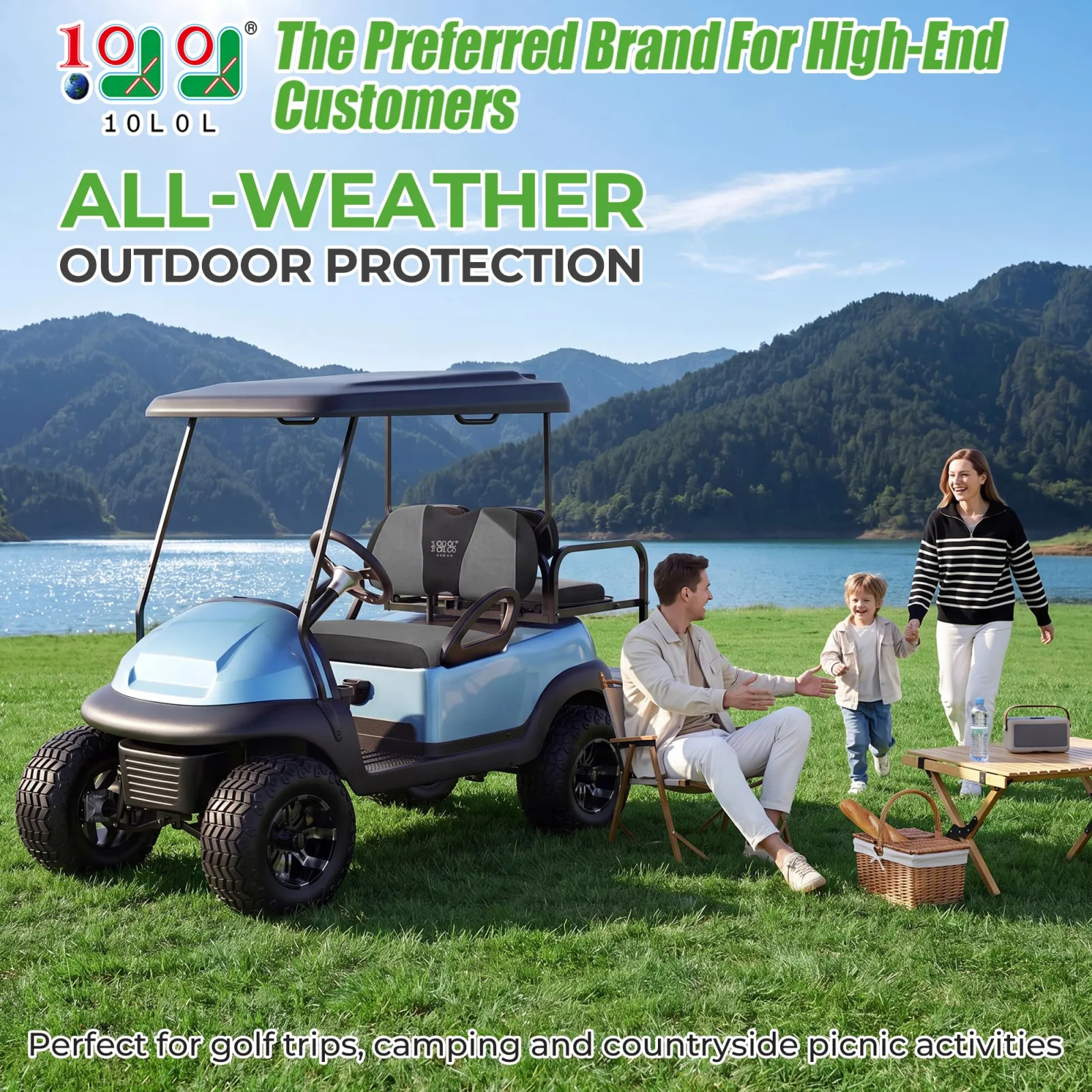 10L0L Breathable Mesh Golf Cart Seat Covers for Yamaha, Club Car, E-Z-GO (Front) image 2