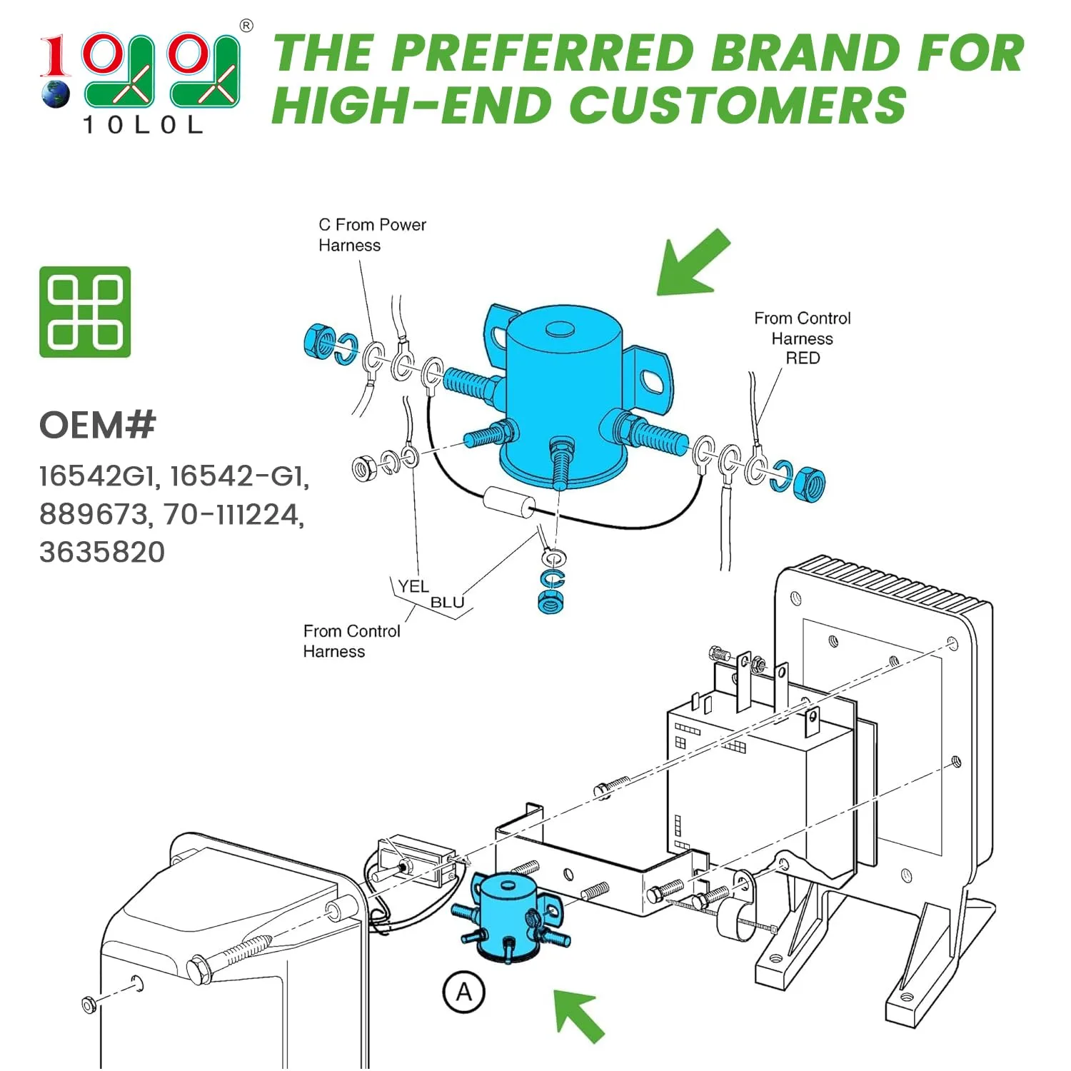 10L0L 12V Solenoid Relay for E-Z-GO Marathon 00450-A-B54 image 2