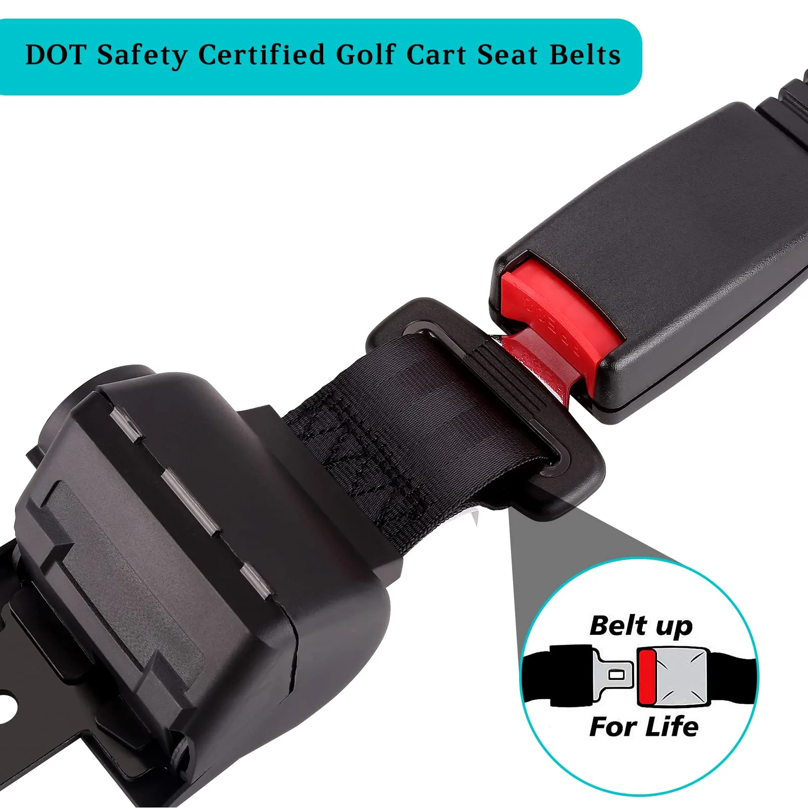 10L0L Universal Retractable Golf Cart Seat Belt Kit with Bracket (4 Belts) image 4