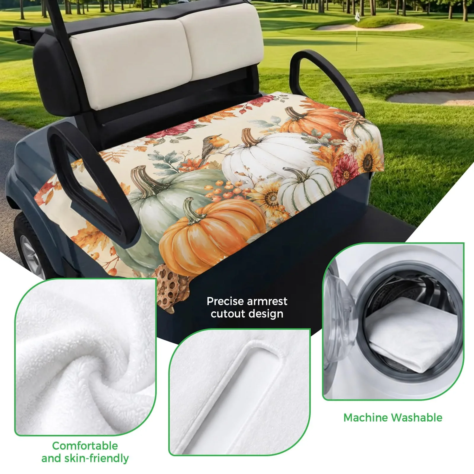 Trosturdspn Fall Pumpkins Golf Cart Seat Cover 51 x 31 in image 3