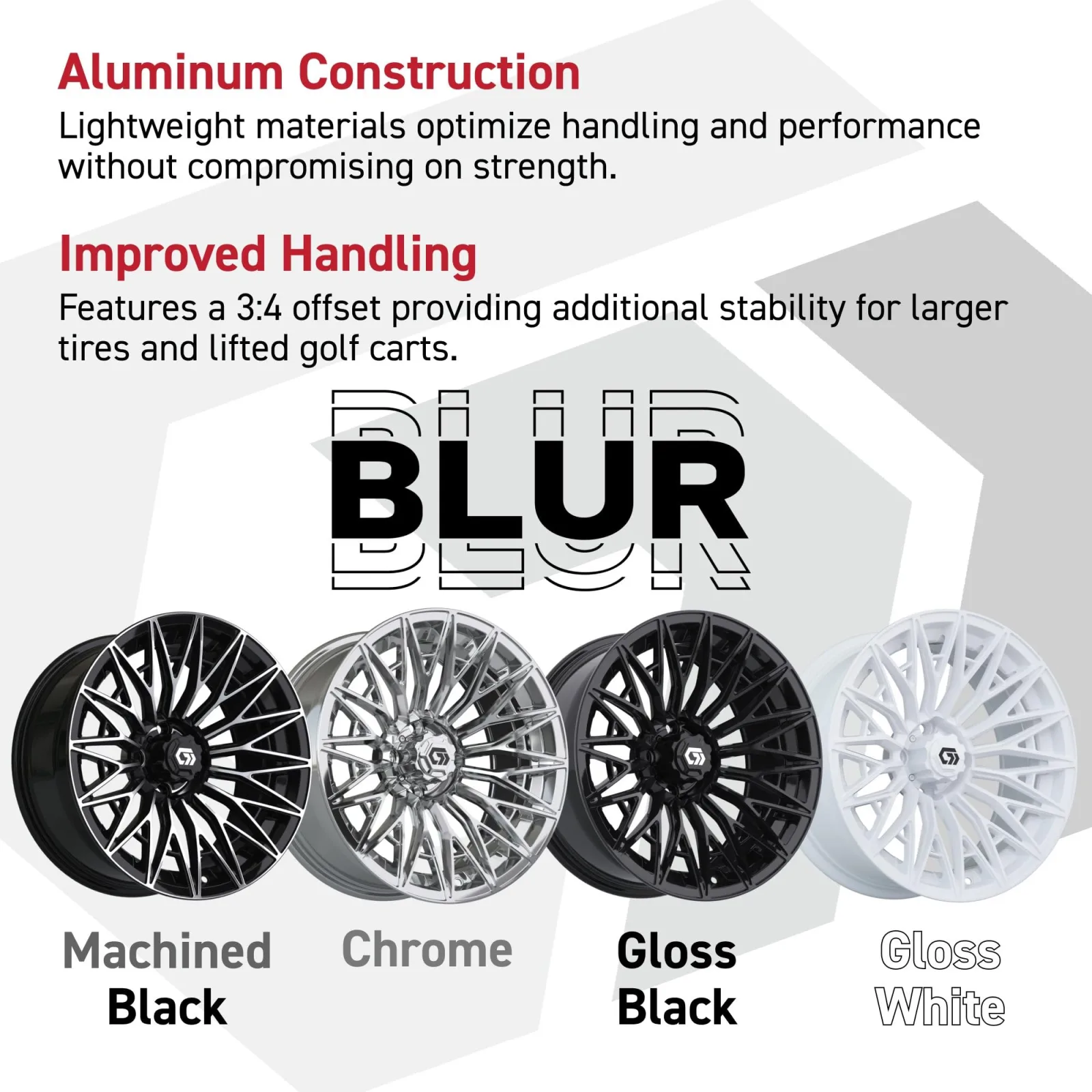 GTW Blur 16x7 Aluminum Golf Cart Wheel, Gloss Black (19-450) image 2