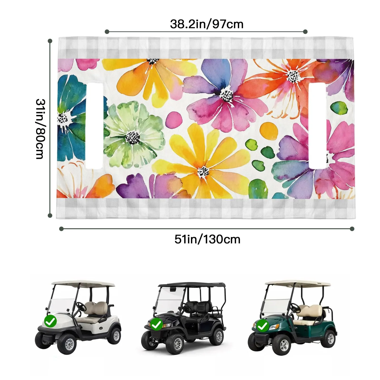 Trosturdspn Golf Cart Seat Cover, 51 x 31-Inch Floral Blanket image 2