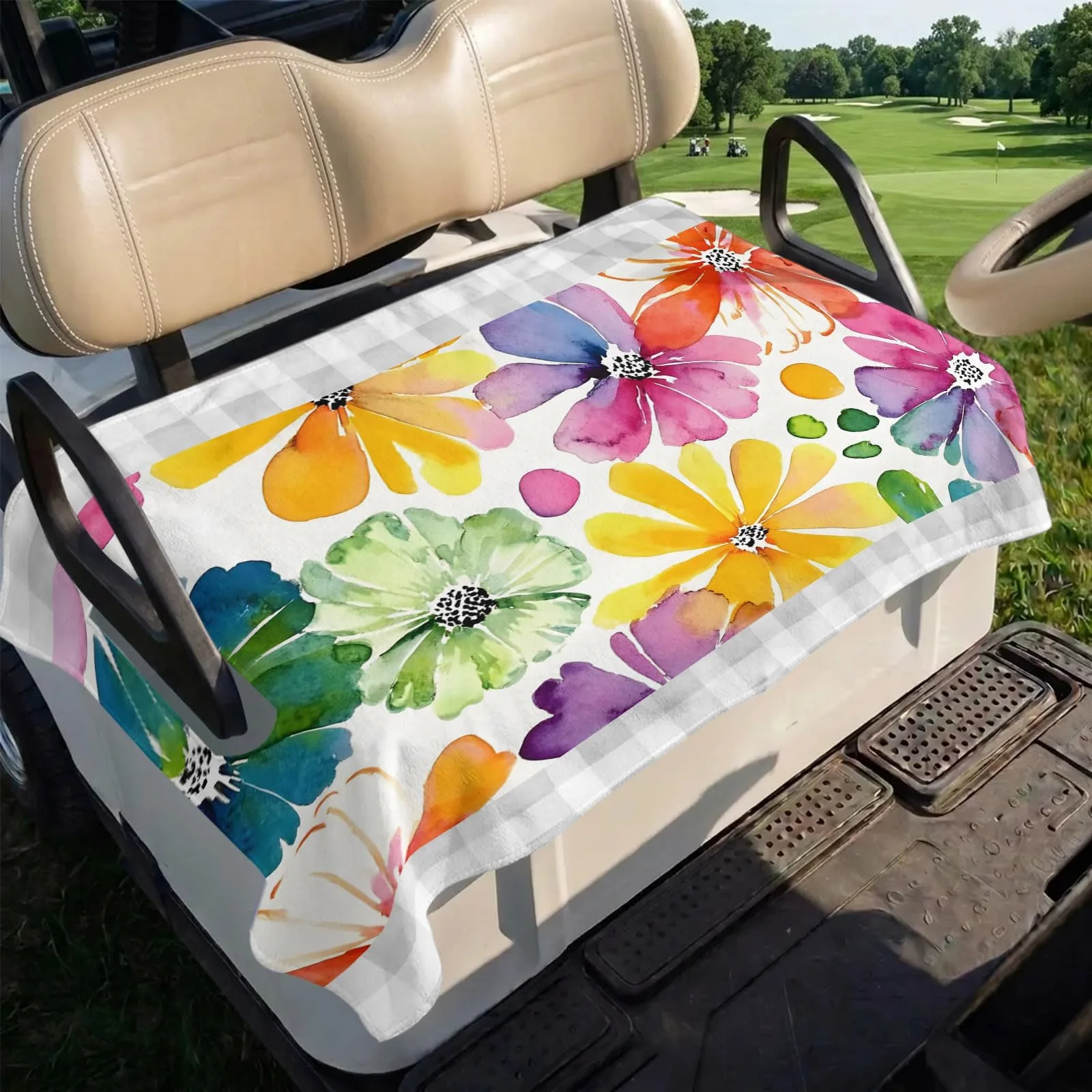 Trosturdspn Golf Cart Seat Cover, 51 x 31-Inch Floral Blanket image 4