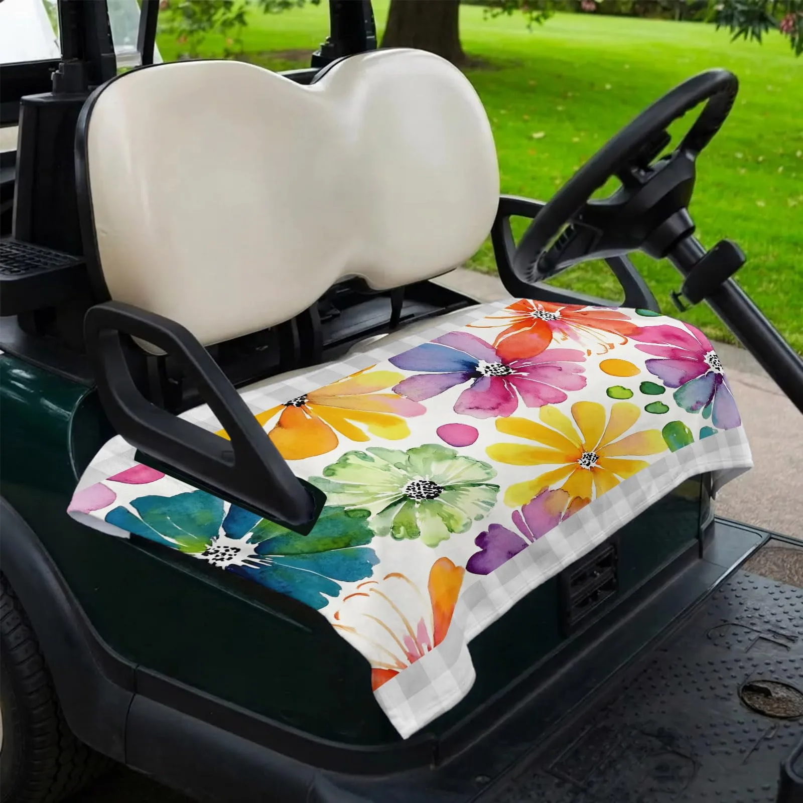 Trosturdspn Golf Cart Seat Cover, 51 x 31-Inch Floral Blanket