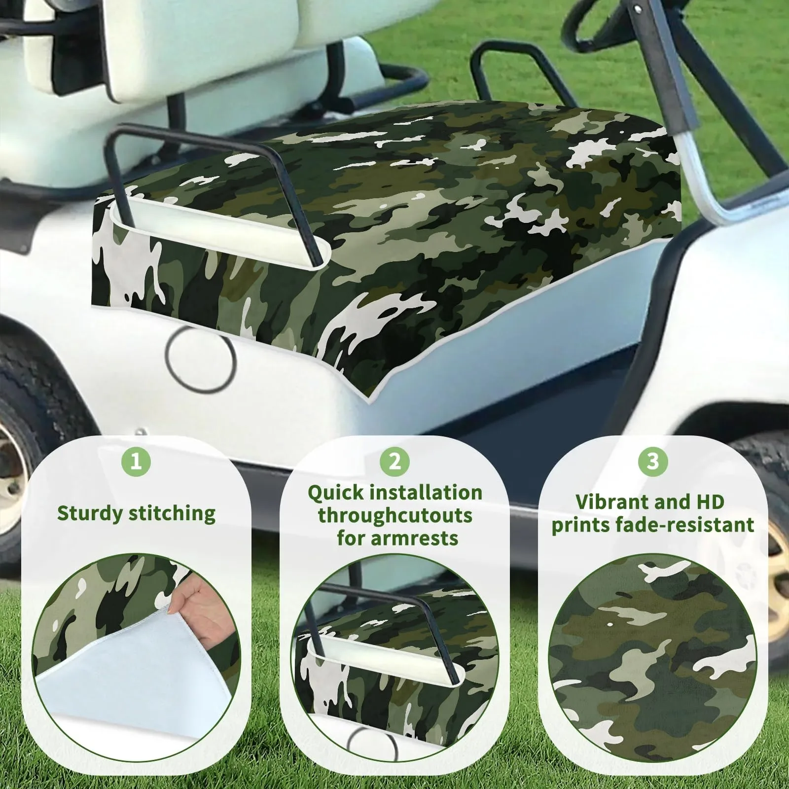 Tiveruda Golf Cart Seat Cover for Double Seats image 3