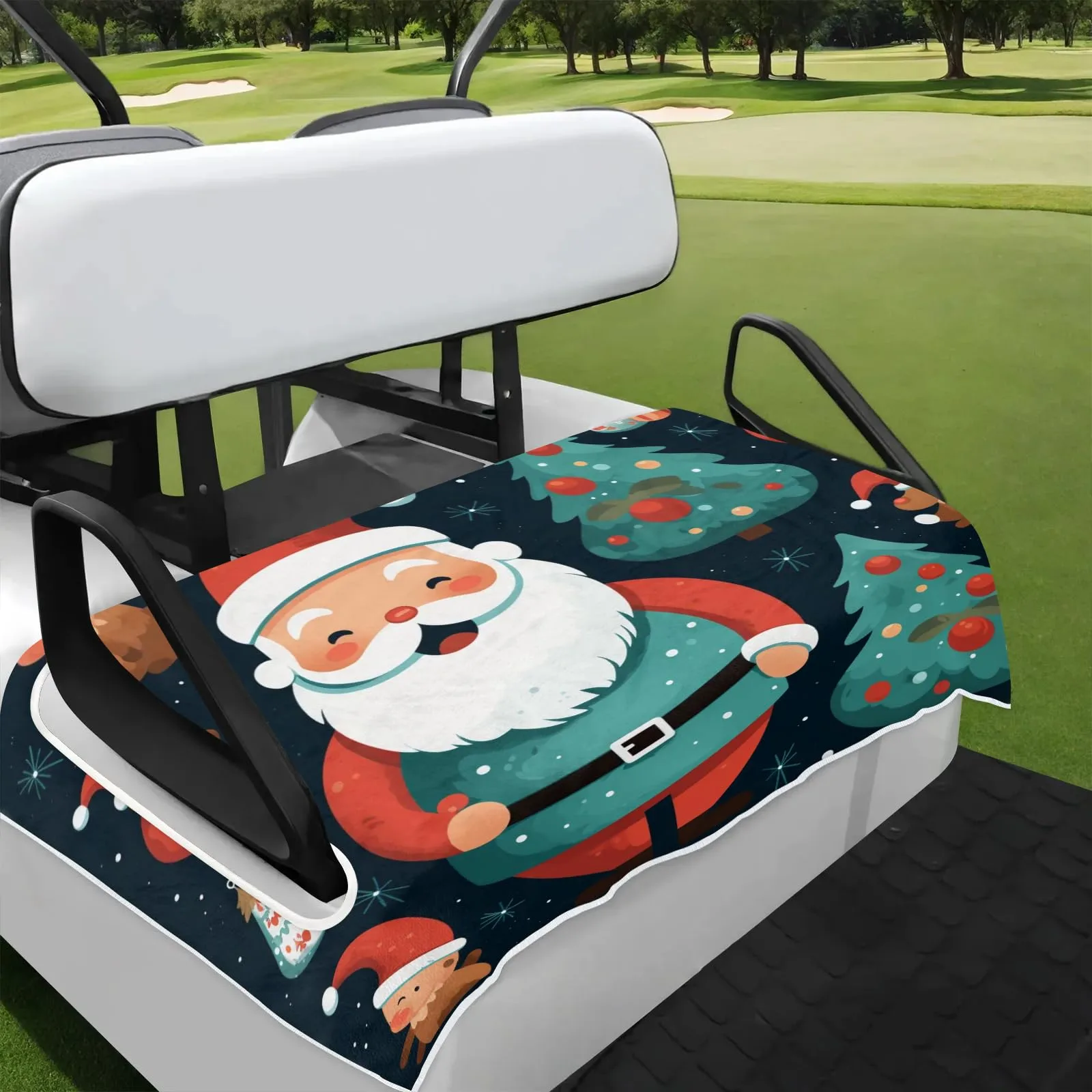Tiveruda Santa Claus Golf Cart Seat Cover Blanket