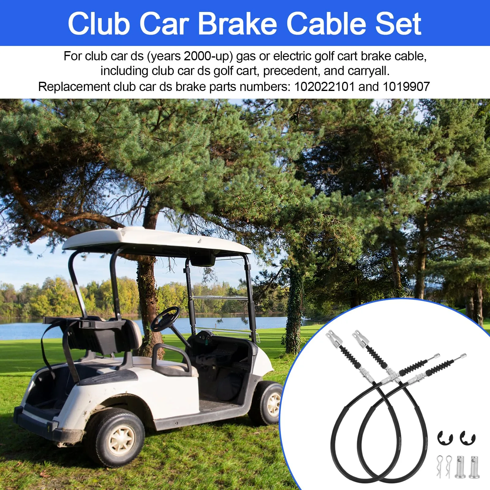 BZTT Brake Cable Set for Club Car DS 2000+ (Replaces 102022101, 1019907) image 3