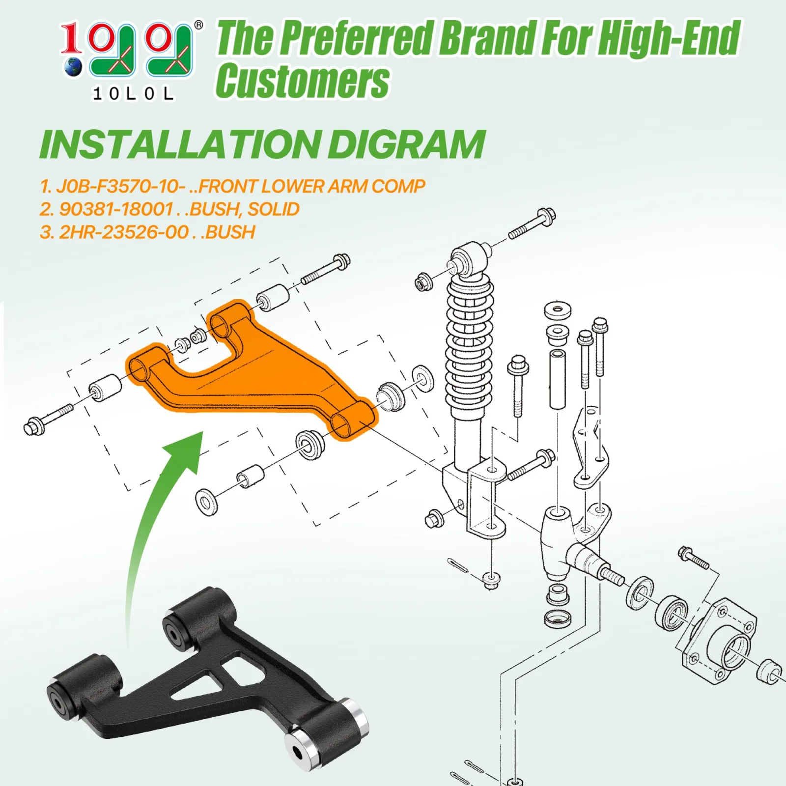 10L0L Front Lower A-Arm for Yamaha Drive2 2017+ image 2