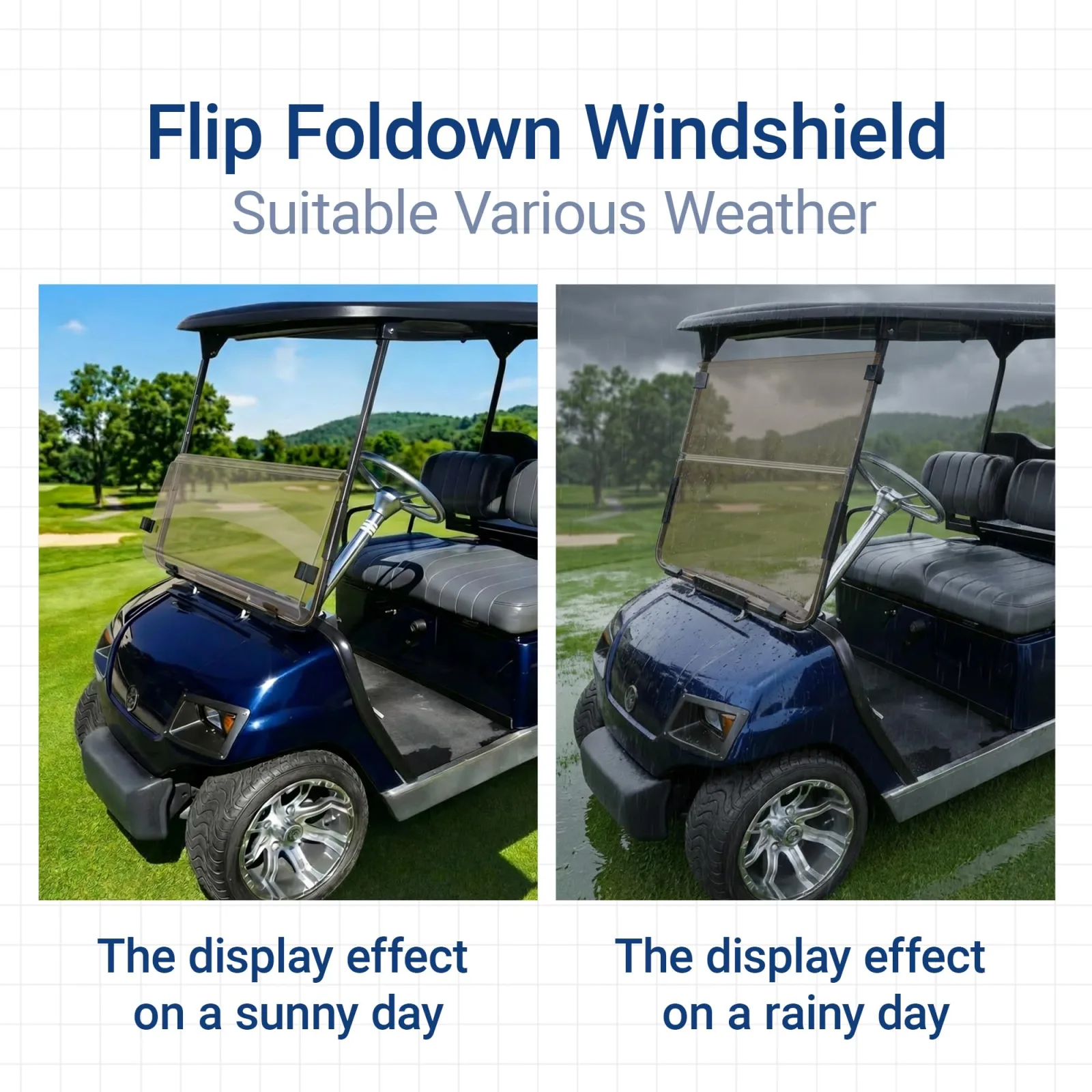 Mixopoly Tinted Foldable Windshield for Yamaha G14/G16/G19 (1995-2003) — 5mm Acrylic image 3