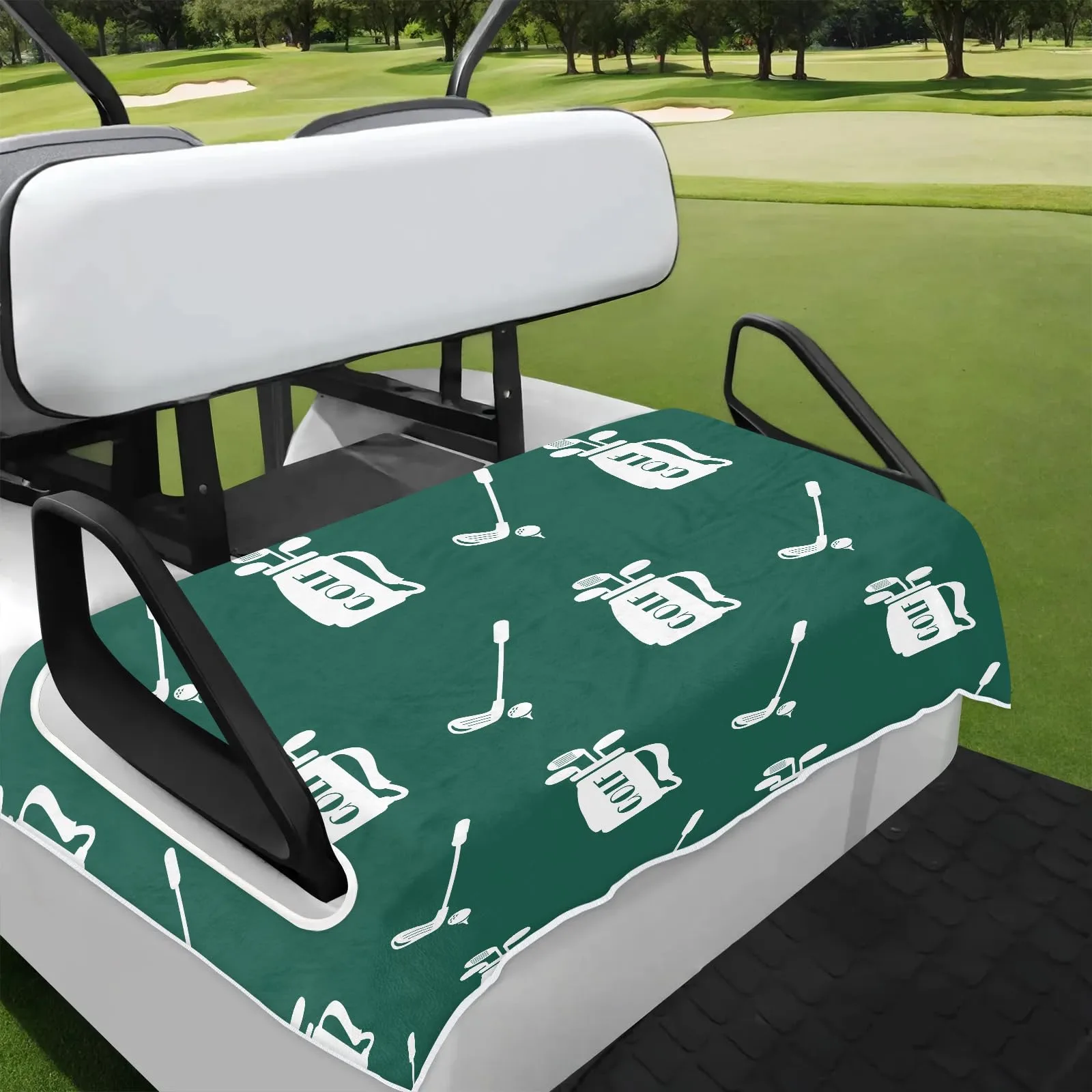 Tiveruda Green Golf Cart Seat Cover for Double Seats