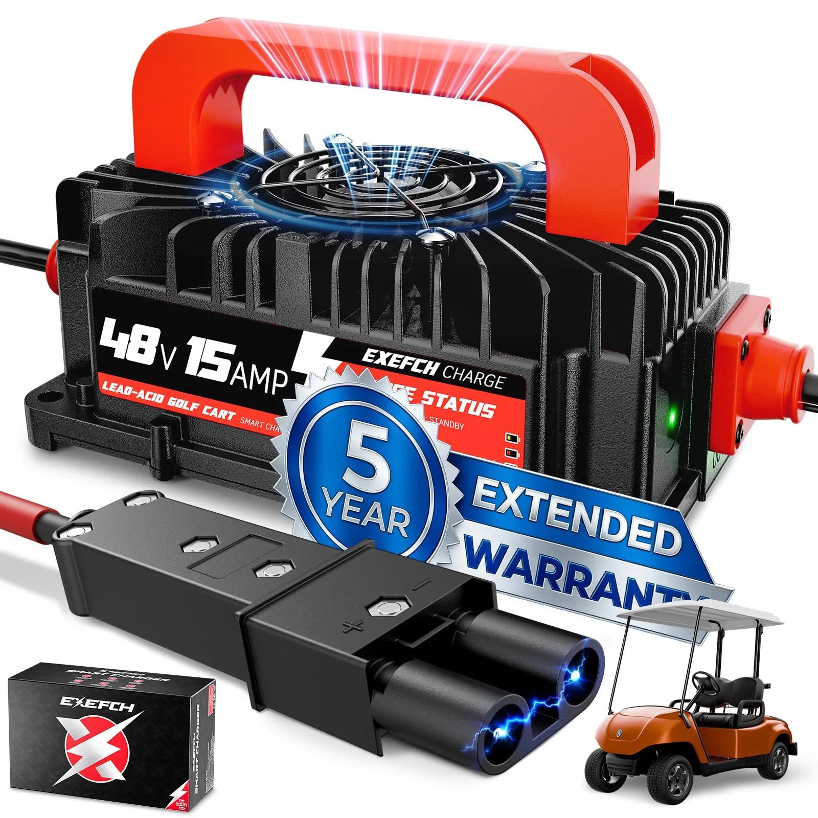 EXEFCH 48V 15A Charger for Yamaha G19-G22 Golf Carts