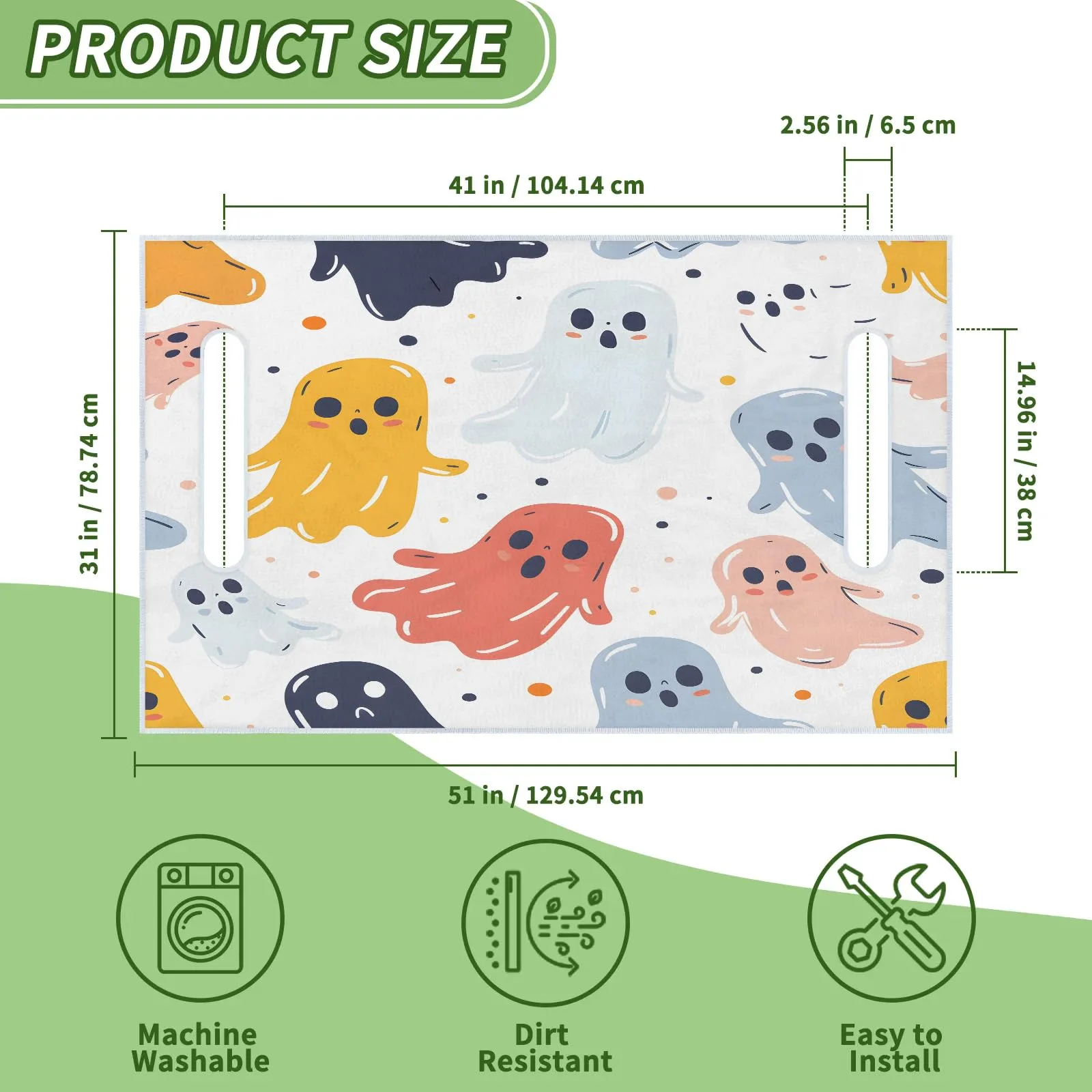Tiveruda Ghost Cartoon Golf Cart Seat Cover, 51 x 31 in image 2