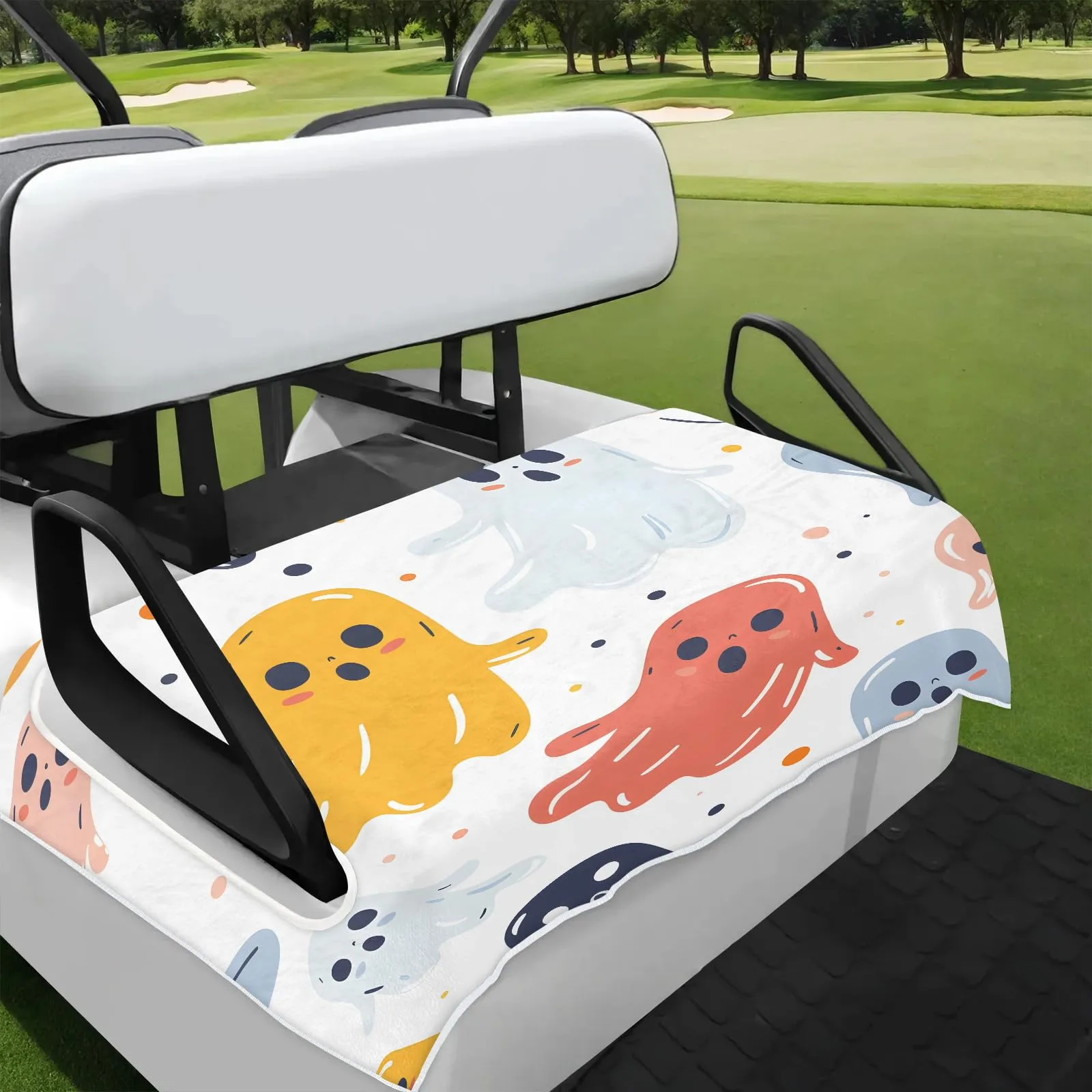 Tiveruda Ghost Cartoon Golf Cart Seat Cover, 51 x 31 in