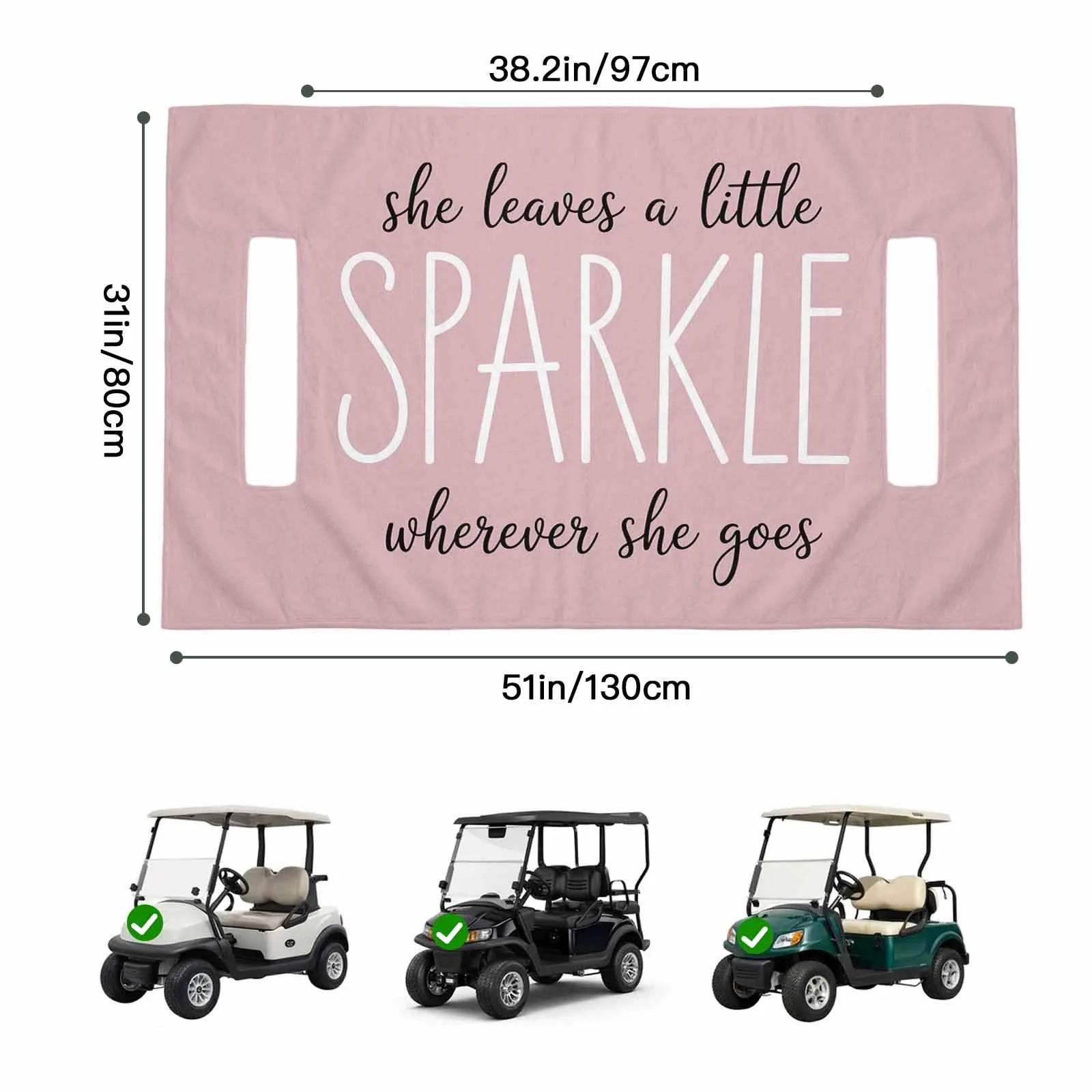 Trosturdspn 51 x 31 in Pink Microfiber Golf Cart Seat Towel Blanket image 2