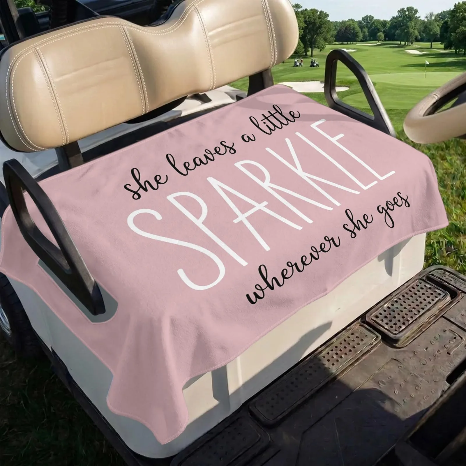 Trosturdspn 51 x 31 in Pink Microfiber Golf Cart Seat Towel Blanket image 4