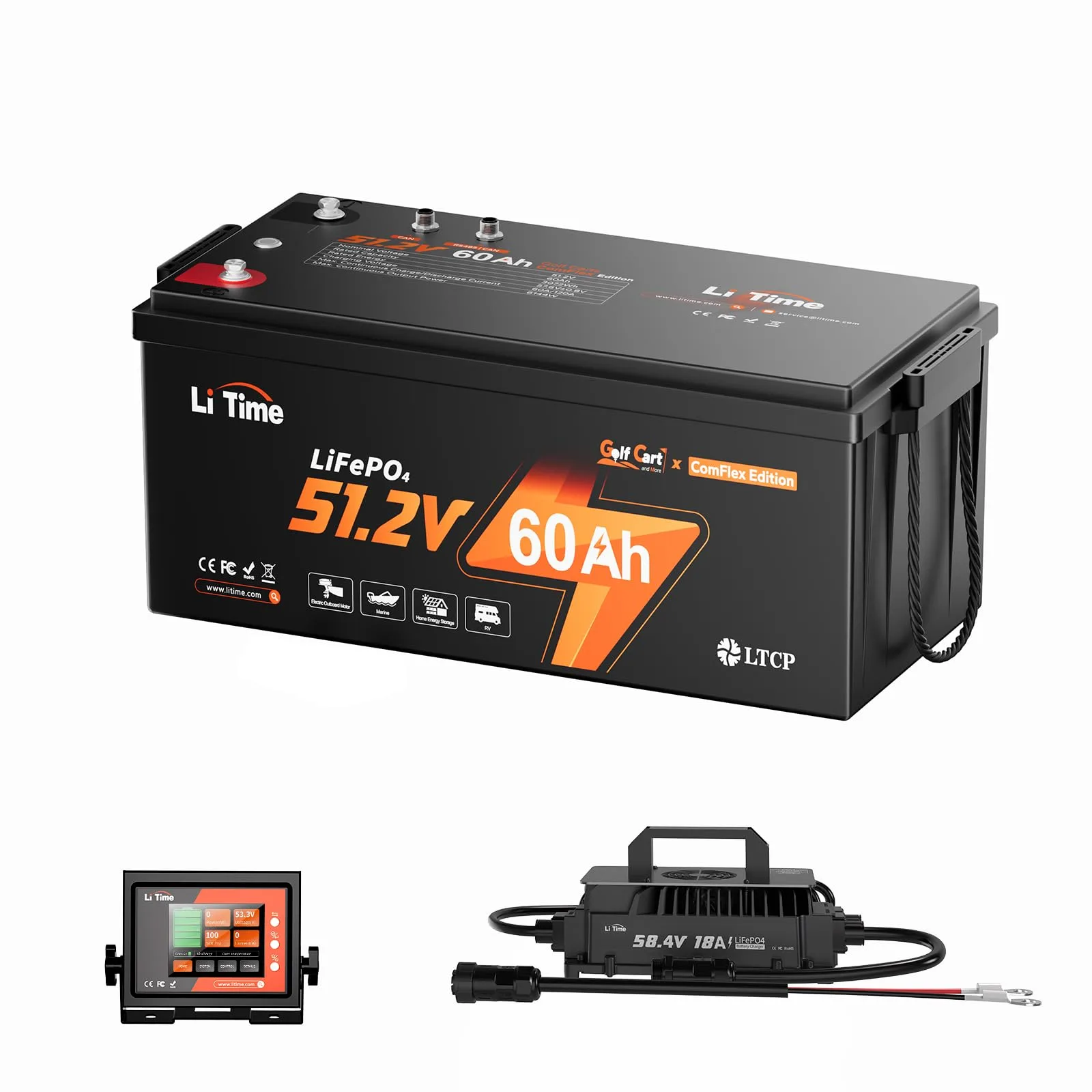 LiTime 51.2V 60Ah Lithium Golf Cart Battery Kit