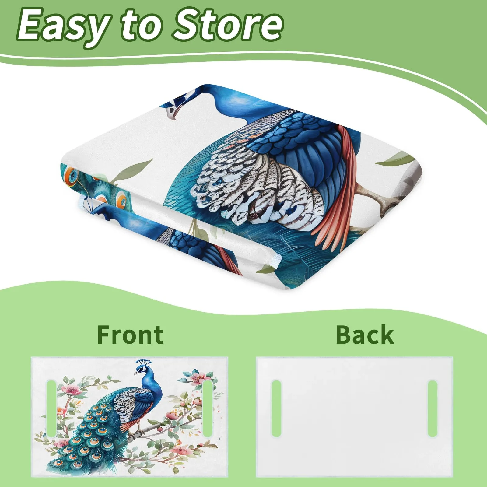Tiveruda Peacock Flower Golf Cart Seat Cover 51 x 31 in image 3