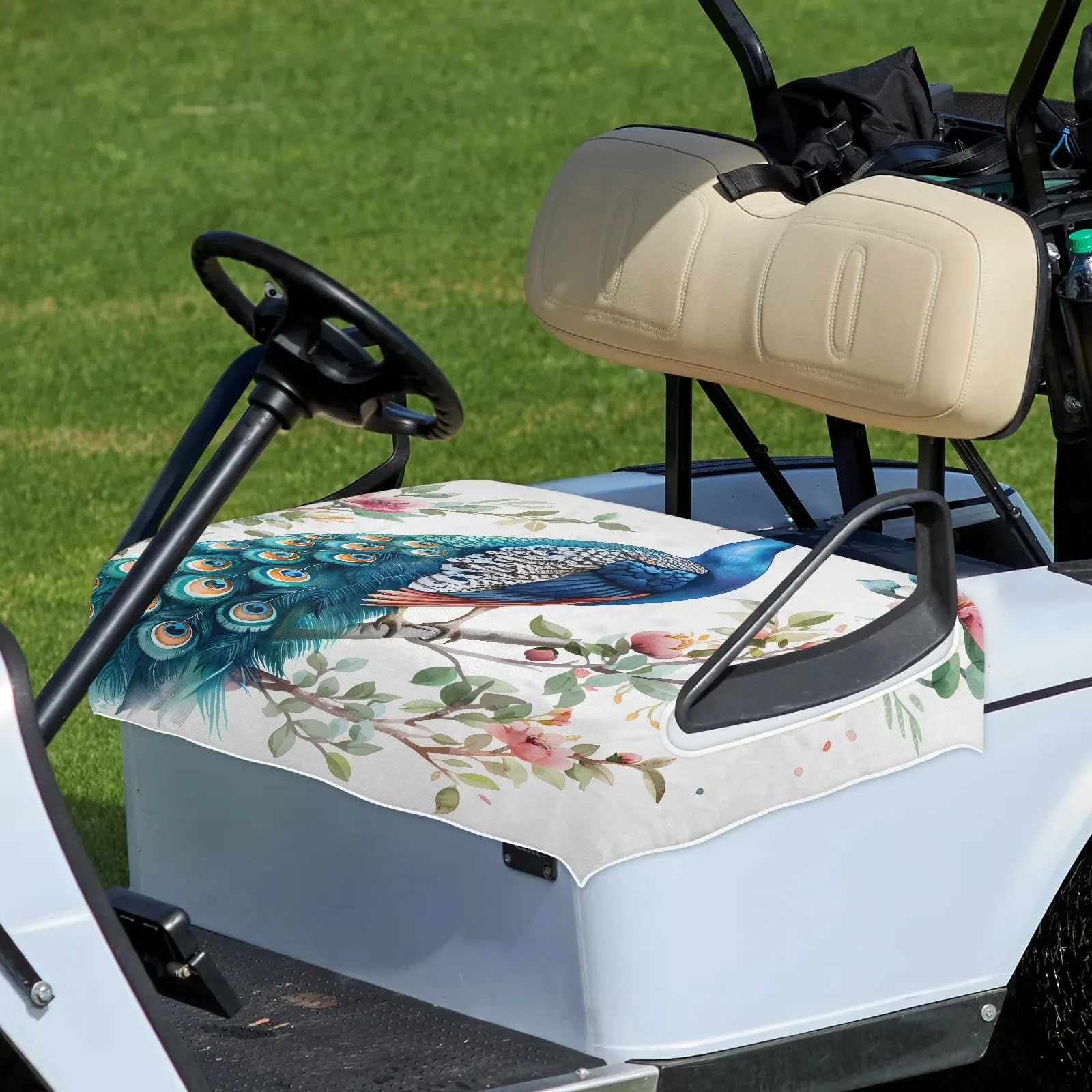 Tiveruda Peacock Flower Golf Cart Seat Cover 51 x 31 in image 4