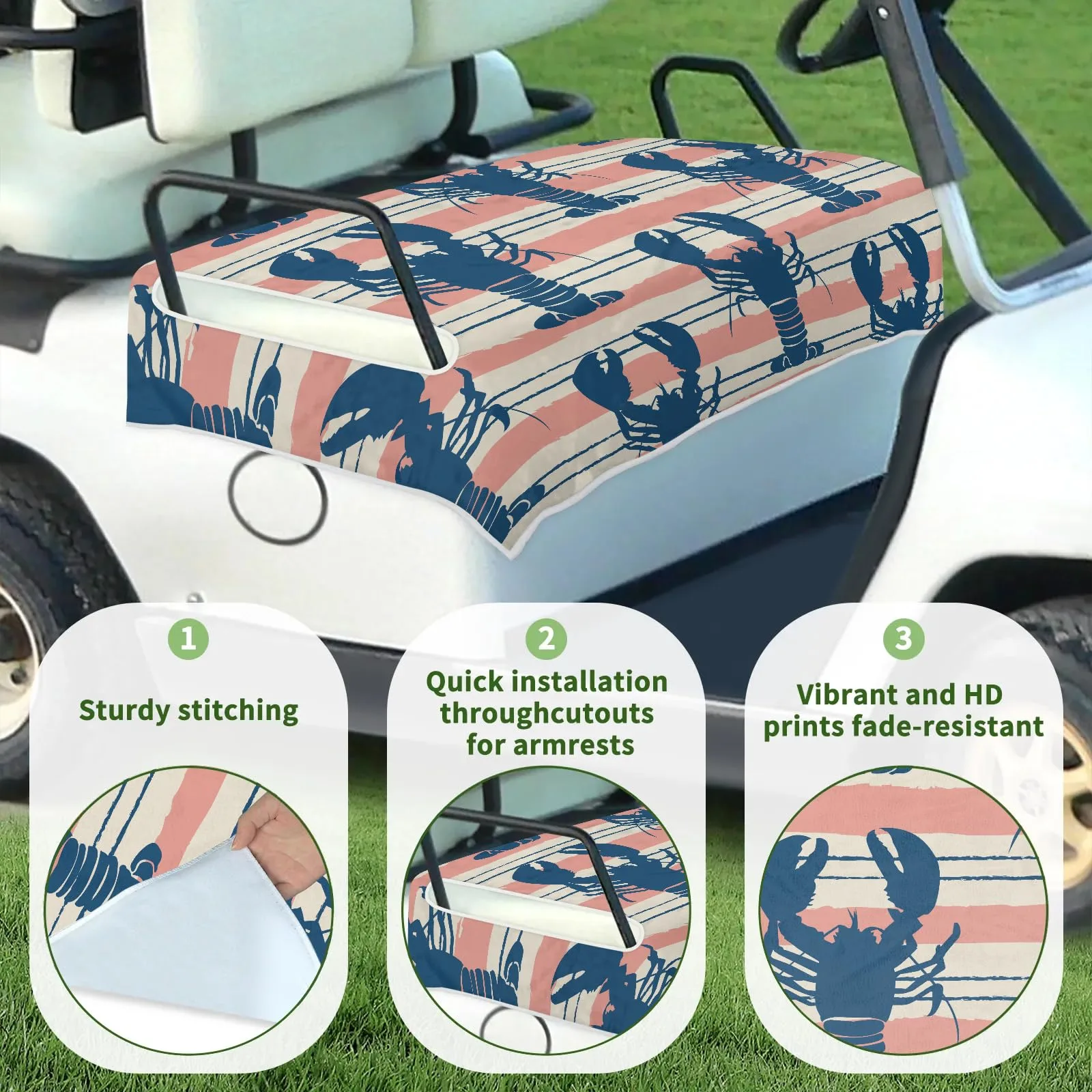 Tiveruda Golf Cart Seat Cover for Double Seats image 3