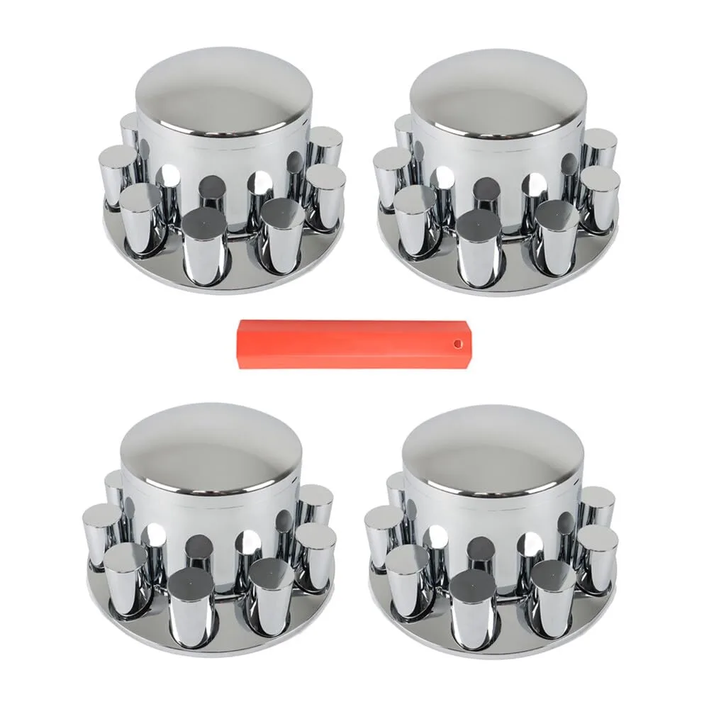 Generic 33mm Rear Chrome Wheel Axle Covers with Hub Caps