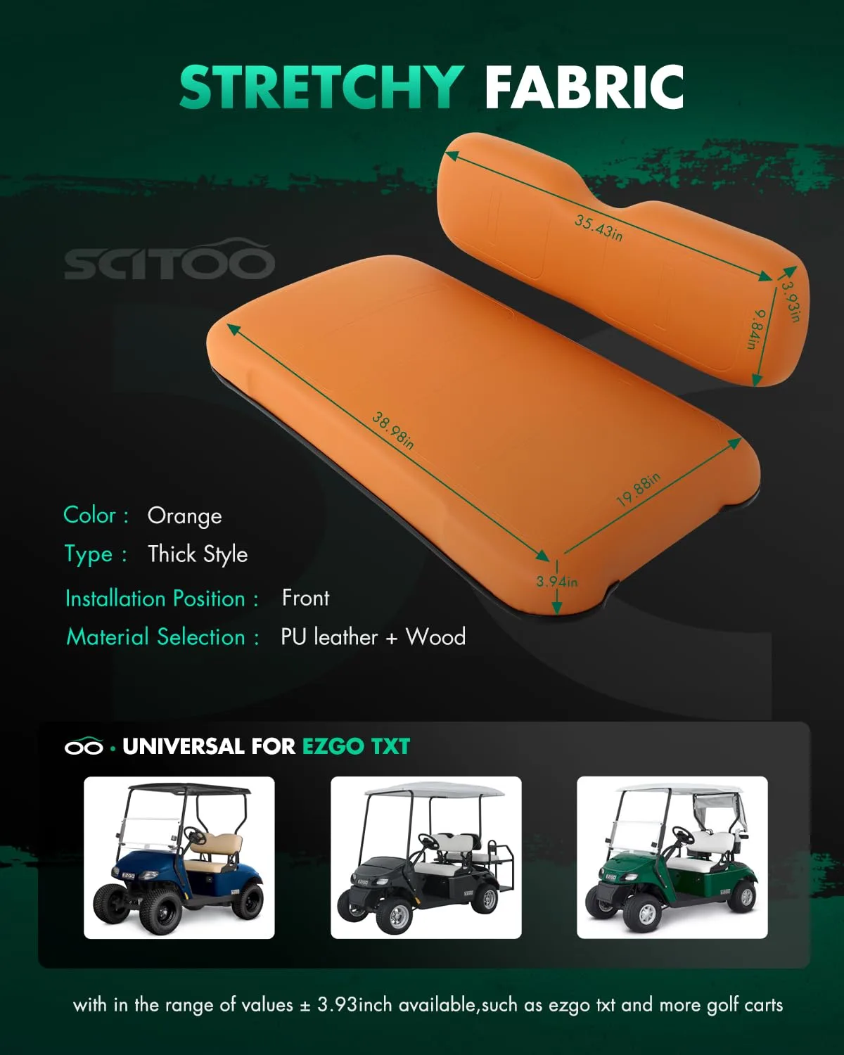 SCITOO Front Seat Cushion Set for E-Z-GO TXT 1994-2013 image 2
