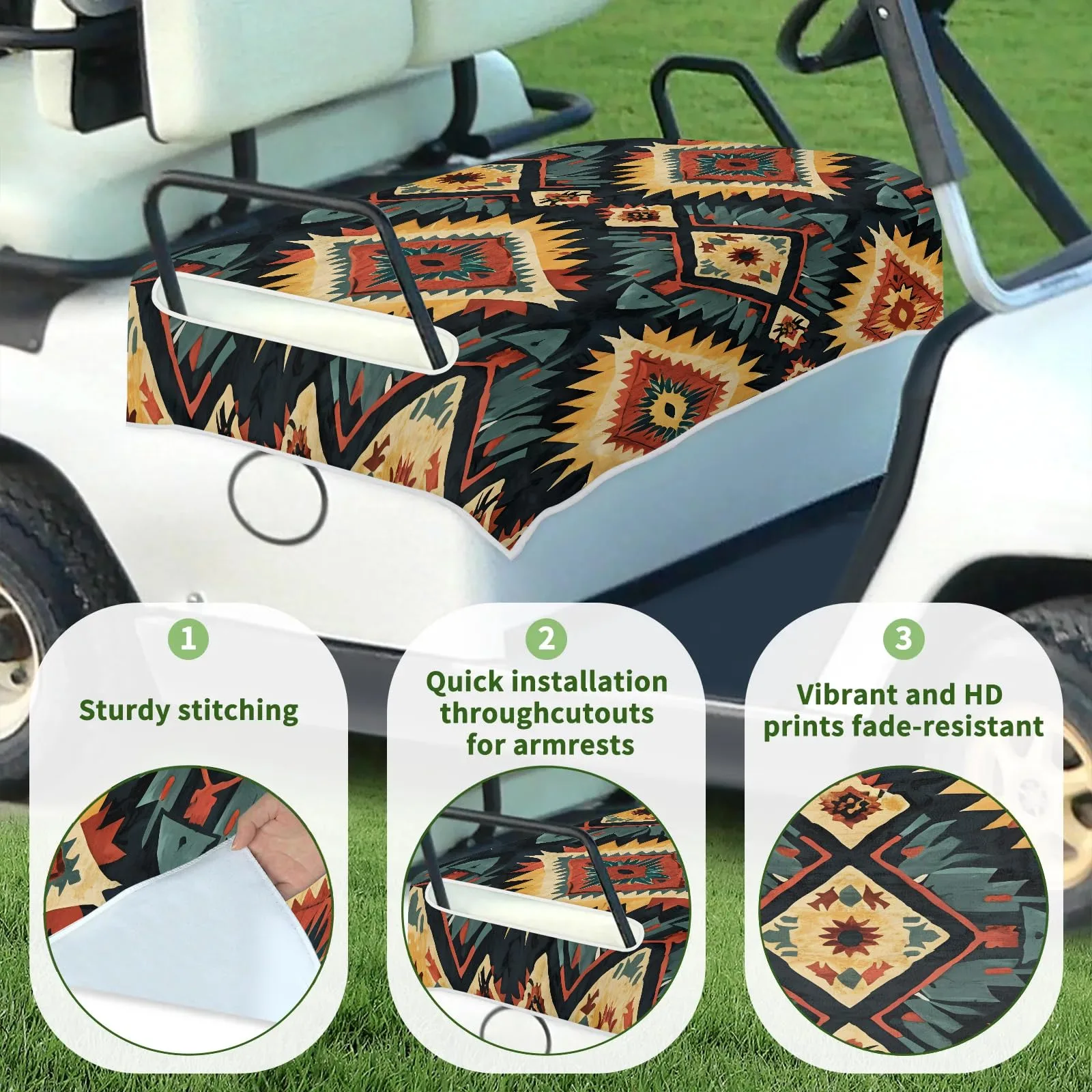 Tiveruda 51" x 31" Floral Universal 2-Person Golf Cart Seat Cover image 3