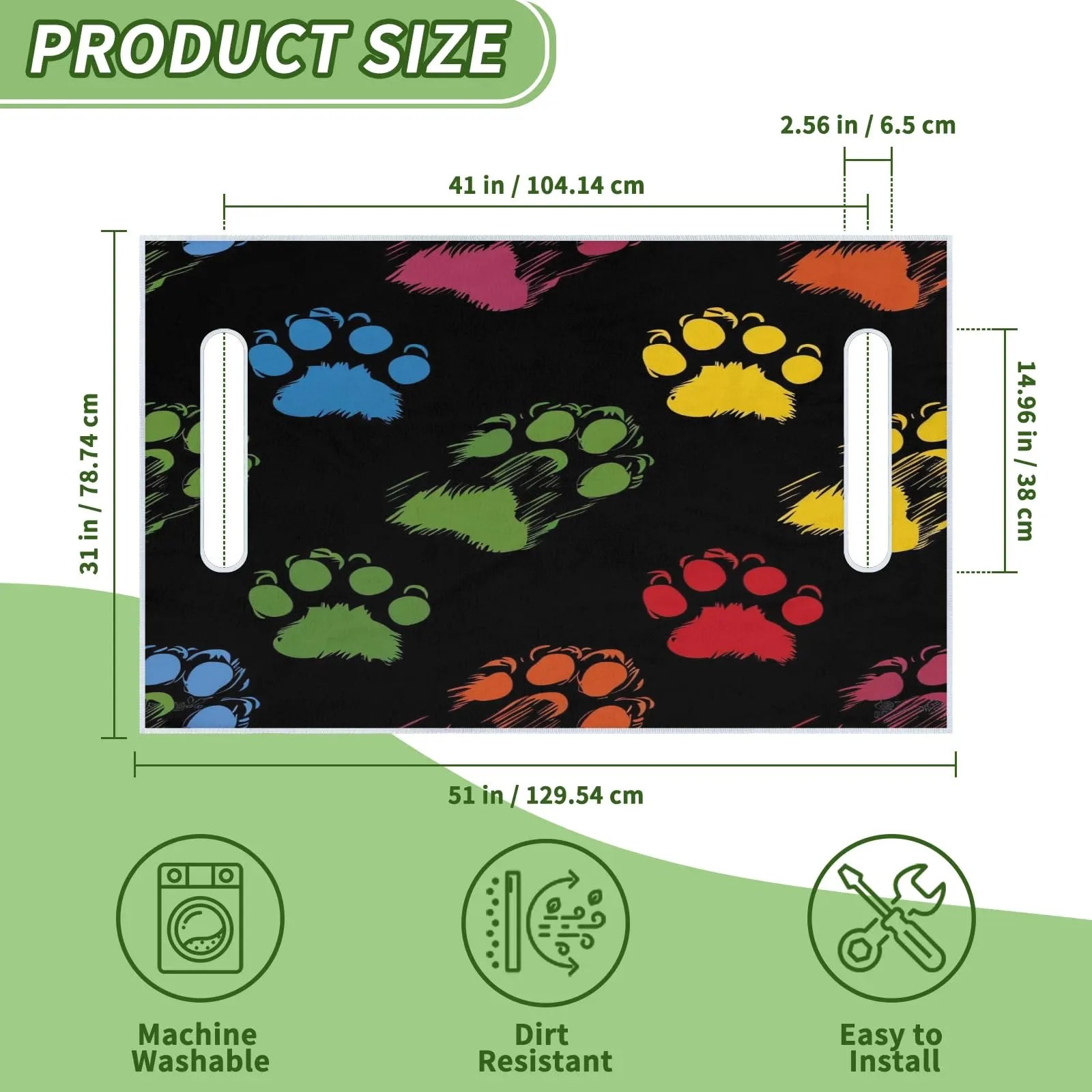 Tiveruda Dog Paw Print Golf Cart Seat Cover 51 x 31 in image 2