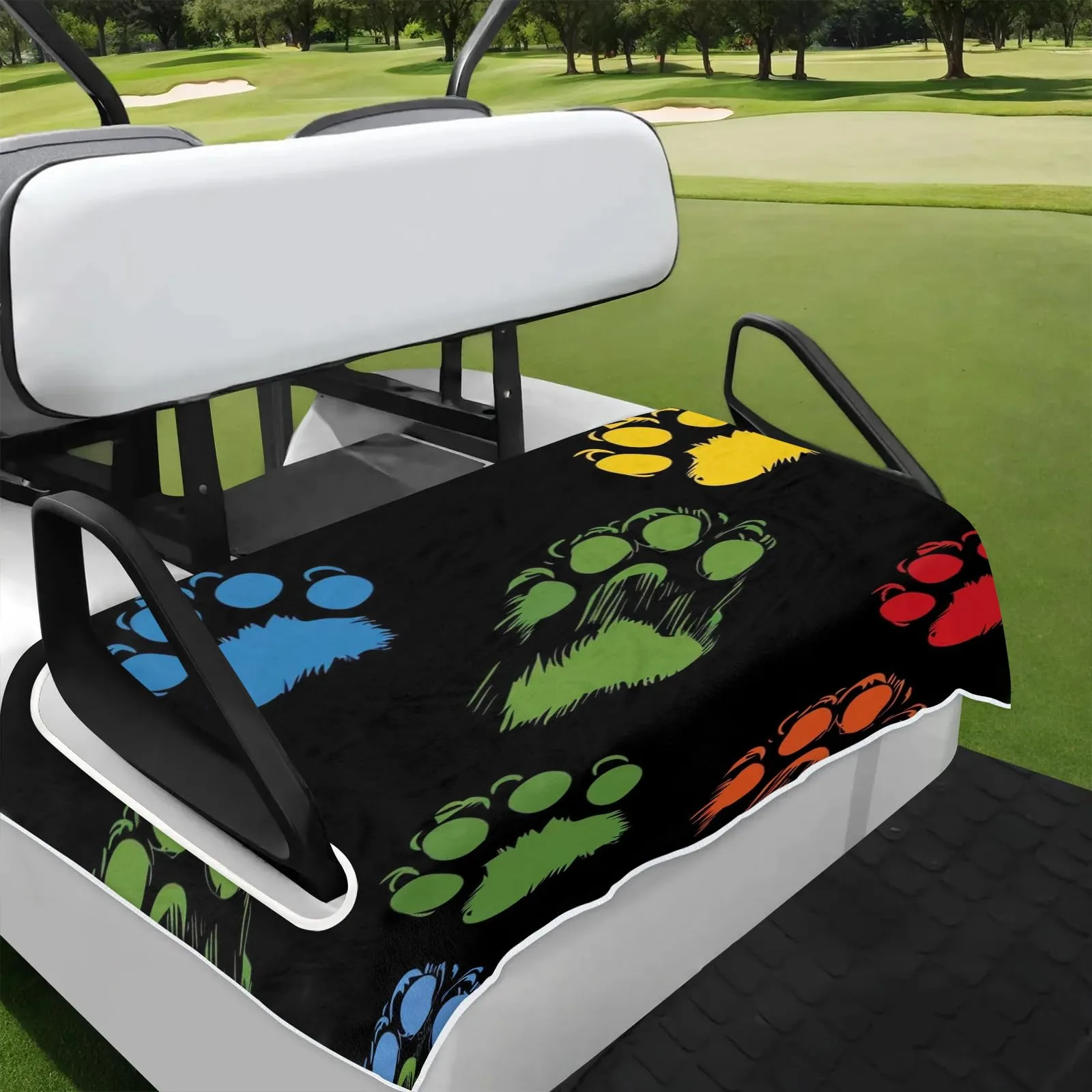 Tiveruda Dog Paw Print Golf Cart Seat Cover 51 x 31 in