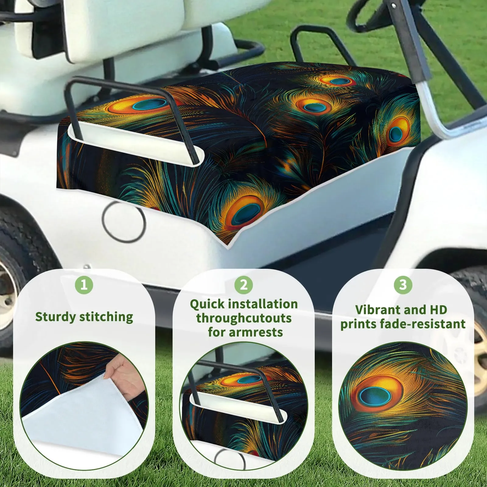 Tiveruda Golf Cart Seat Cover for Double Seats image 3