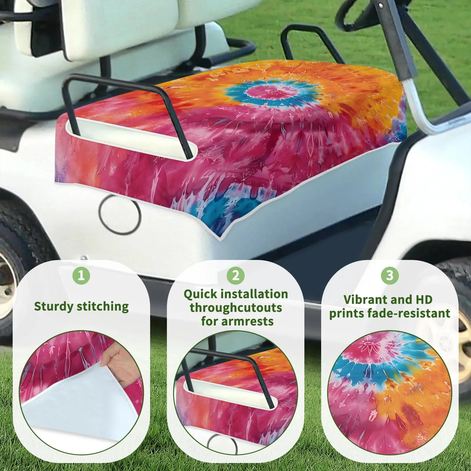 Tiveruda Tie-Dye Golf Cart Seat Cover, 51 x 31 in image 3