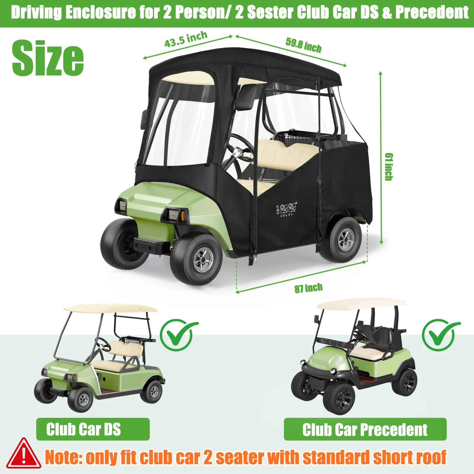 10L0L Golf Cart Enclosure for Club Car DS and Precedent image 3