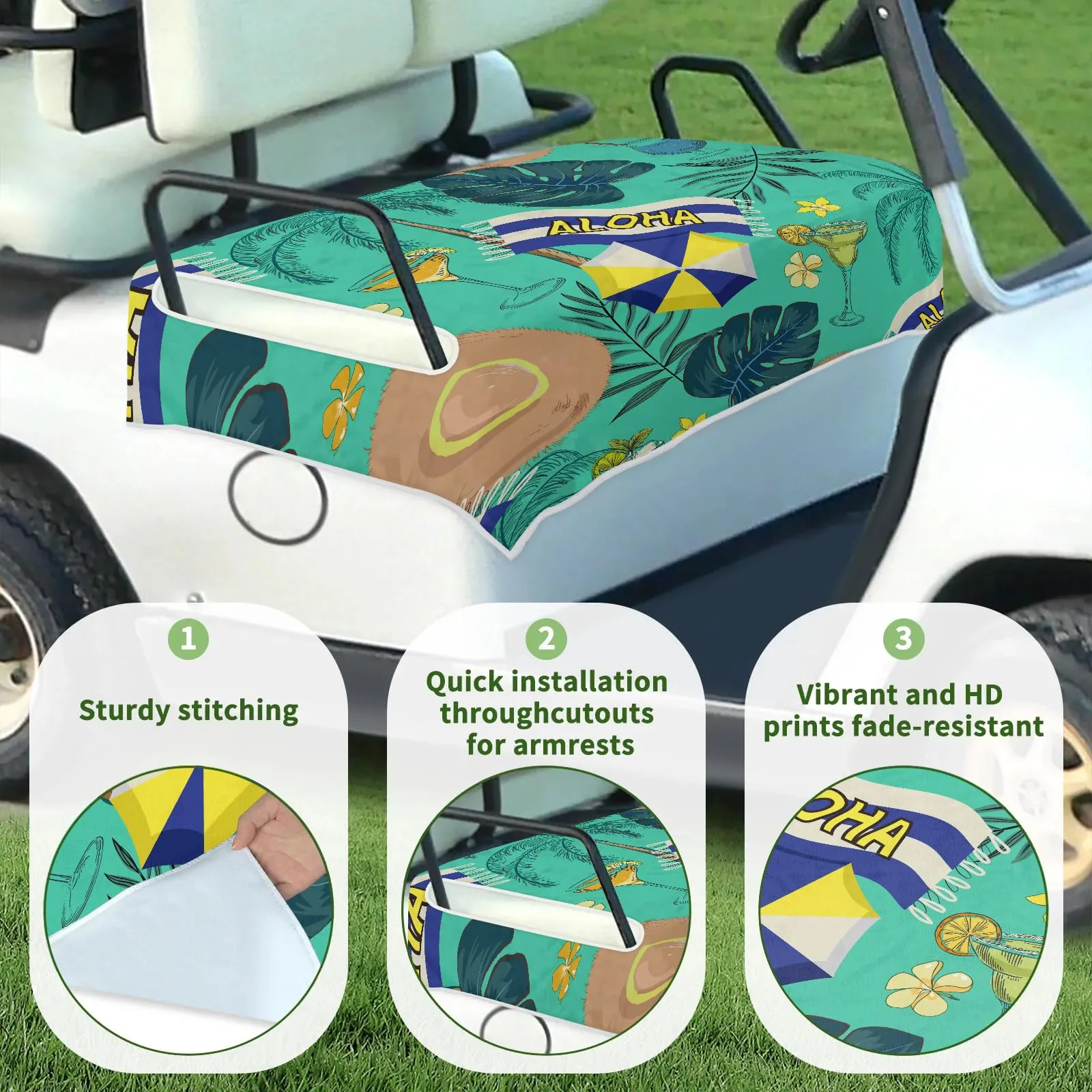 Tiveruda Golf Cart Seat Cover for Double Seats image 3