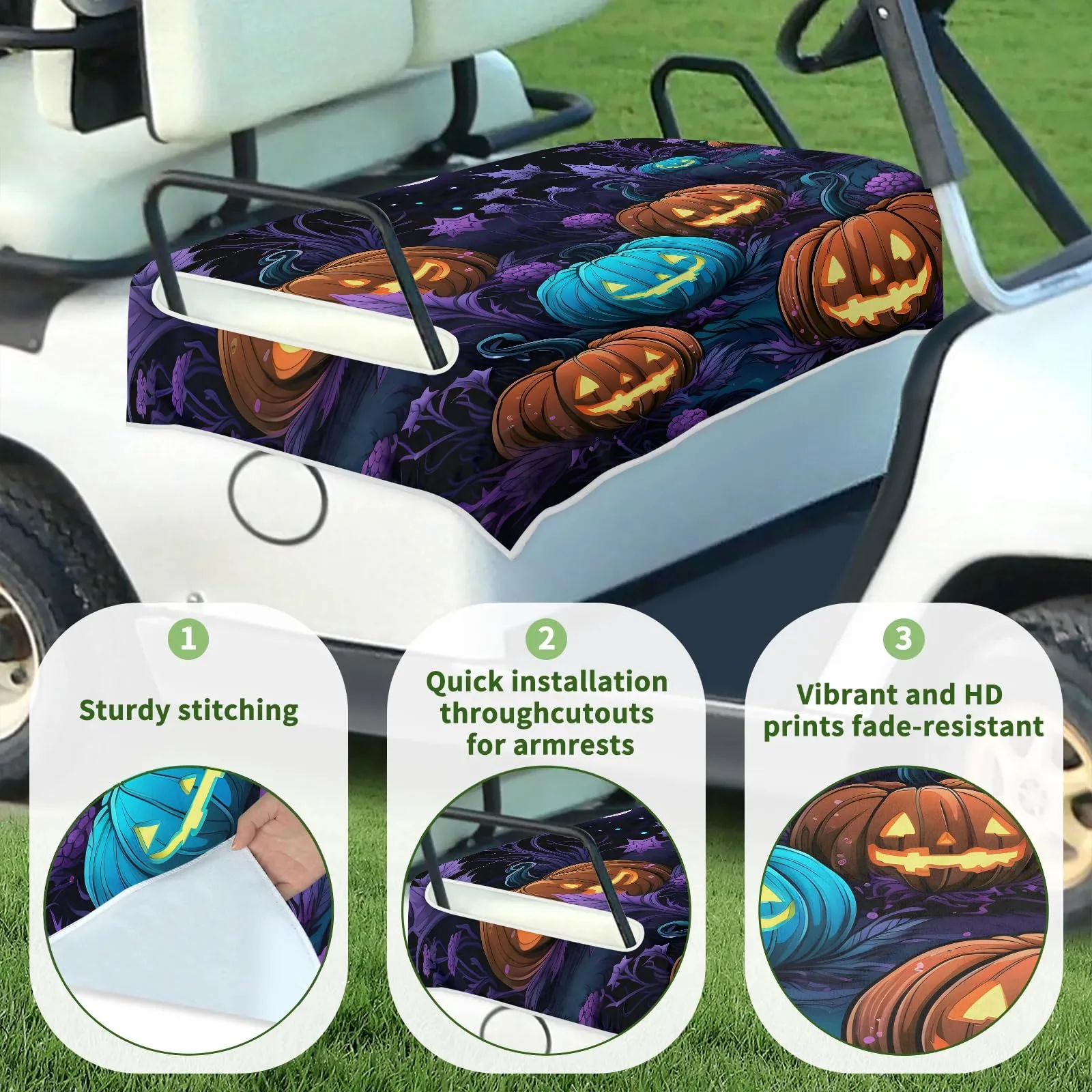 Tiveruda Halloween Pumpkin Golf Cart Seat Cover image 3